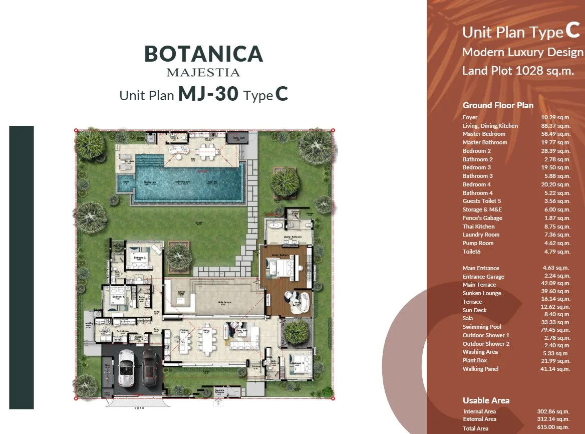 4-bedroom villa, 425 sqm