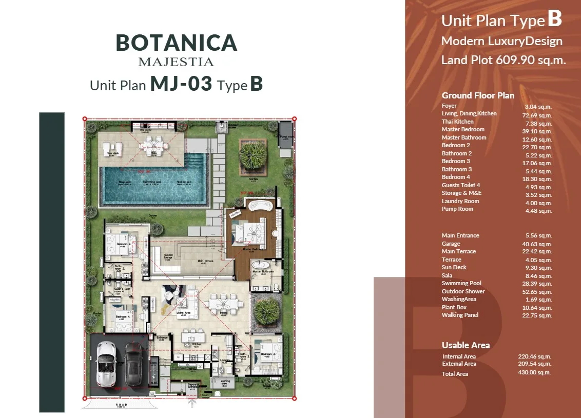 4-bedroom villa, 425 sqm