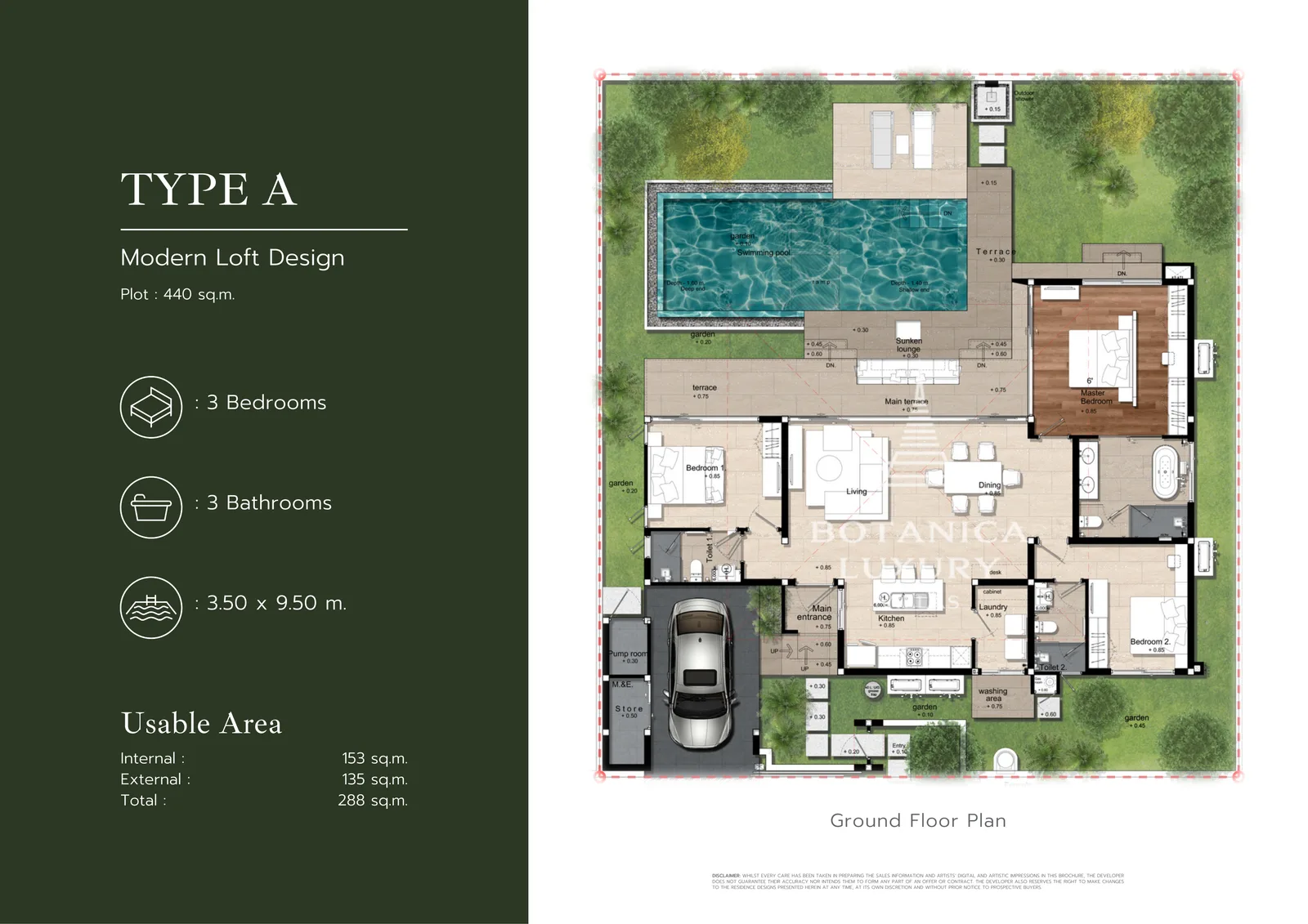 3-bedroom villa, 288 sqm