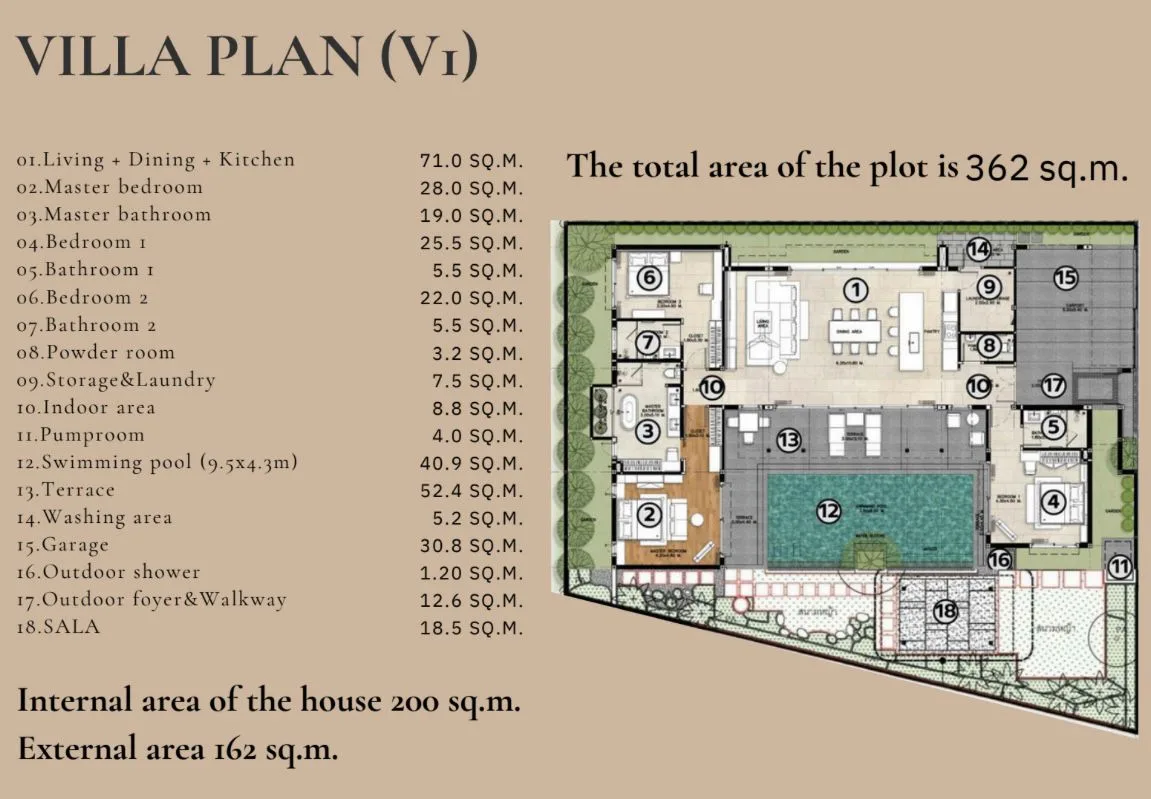3-bedroom villa, 340 sqm