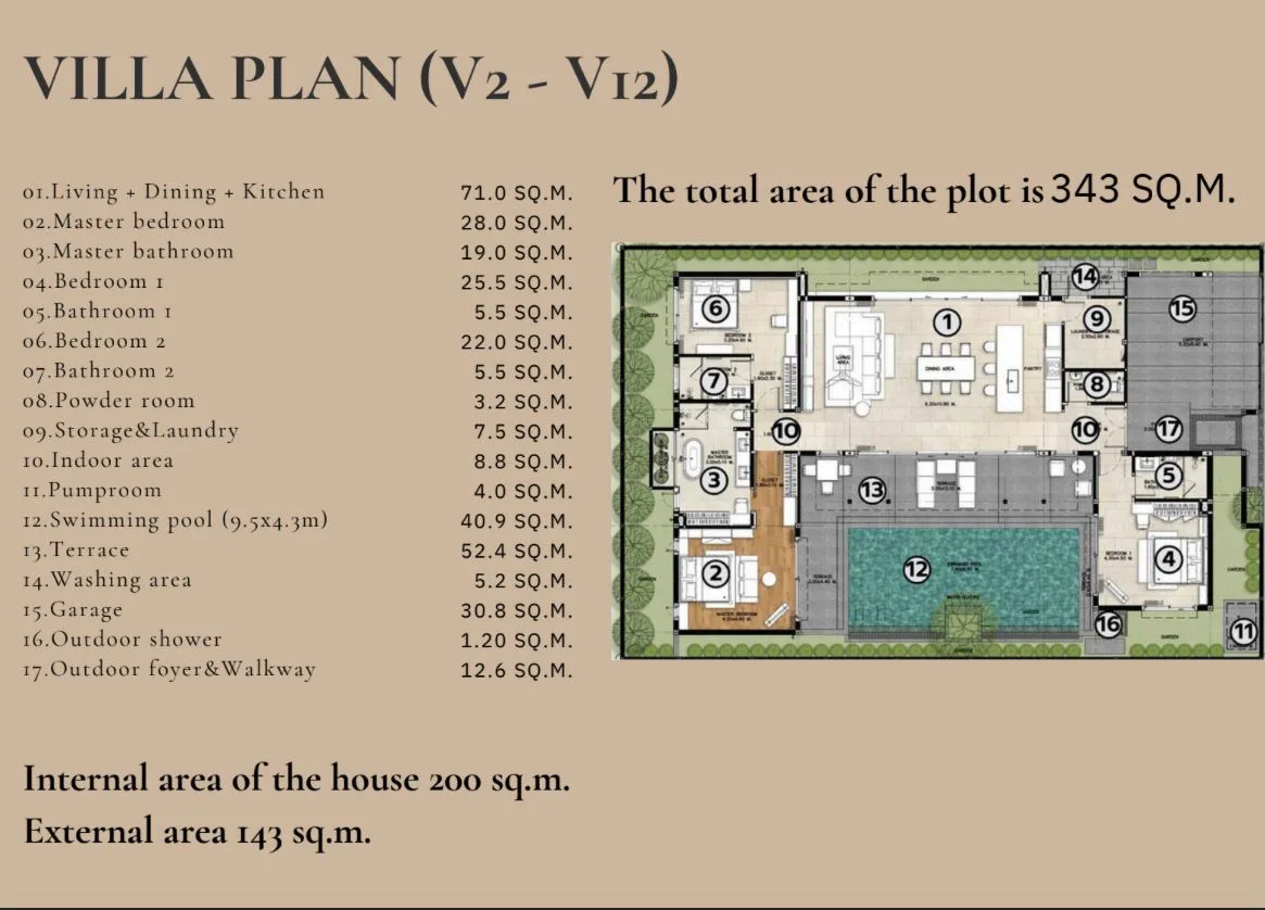 3-bedroom villa, 340 sqm
