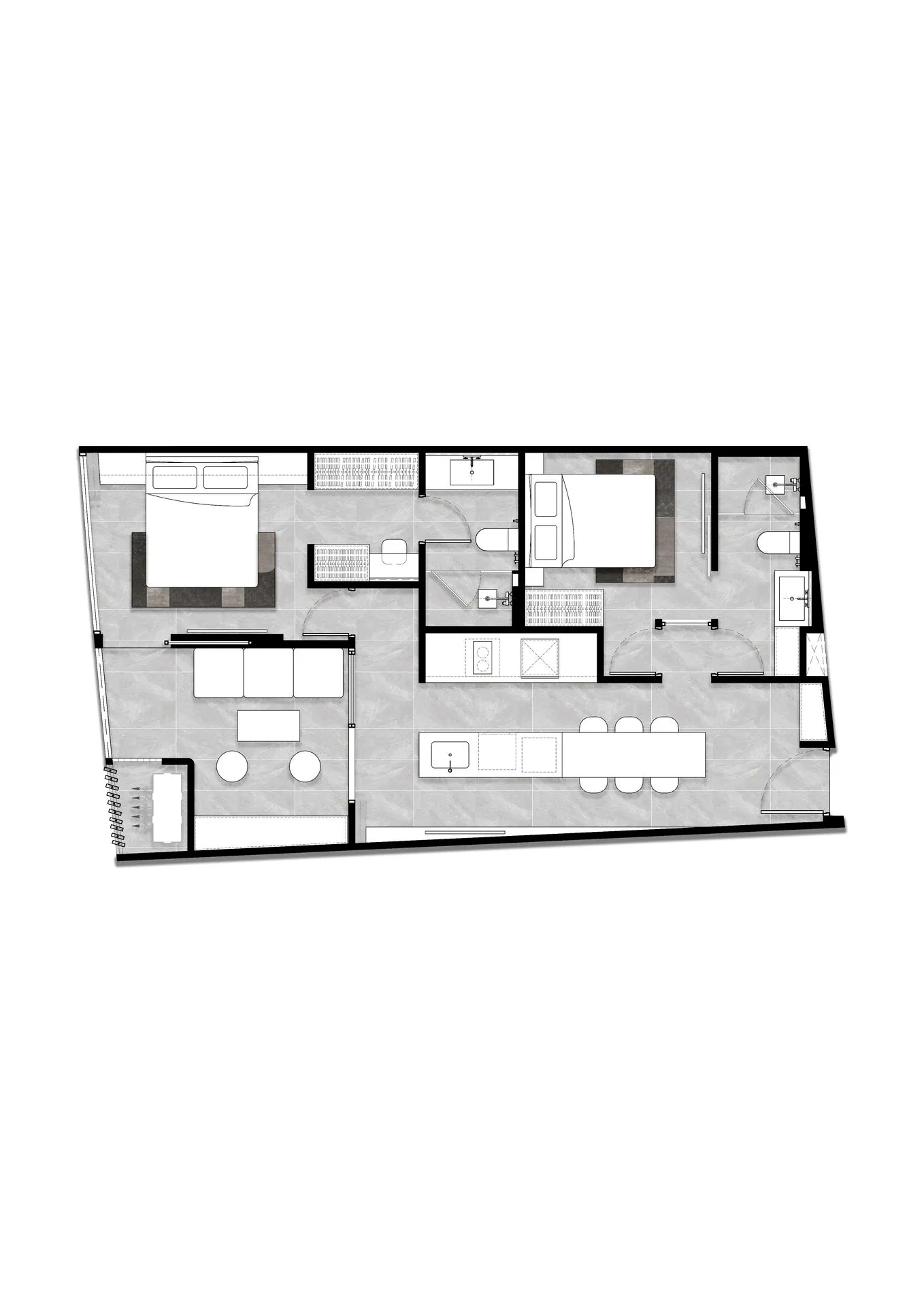 2-bedroom condo, 72 sqm