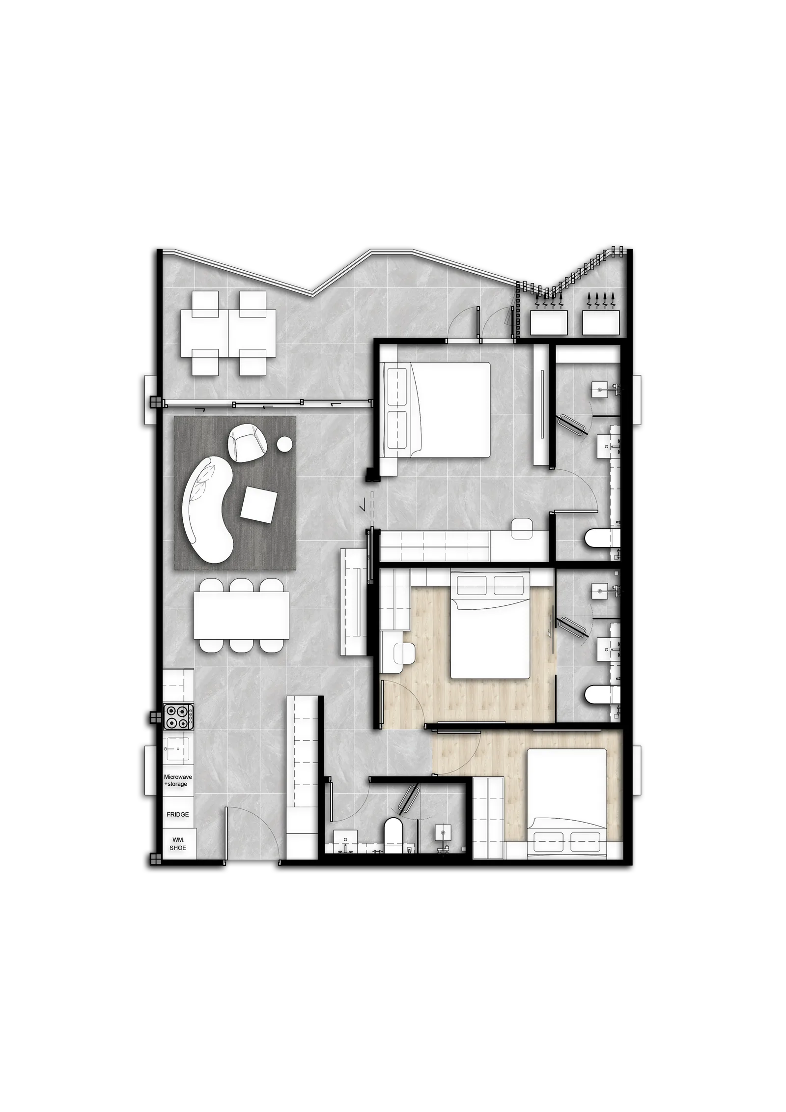 3-bedroom condo, 81 sqm