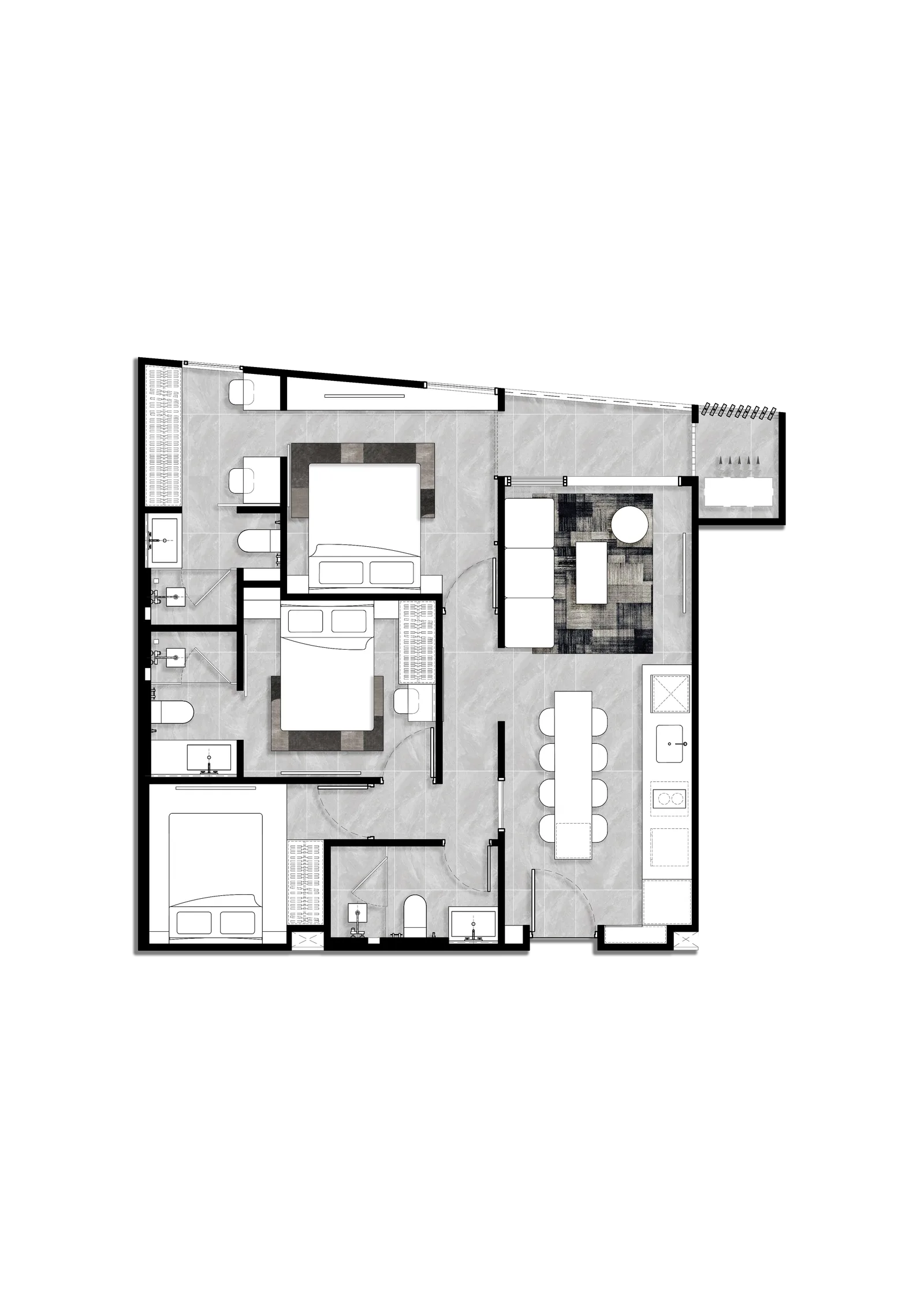 3-bedroom condo, 81 sqm