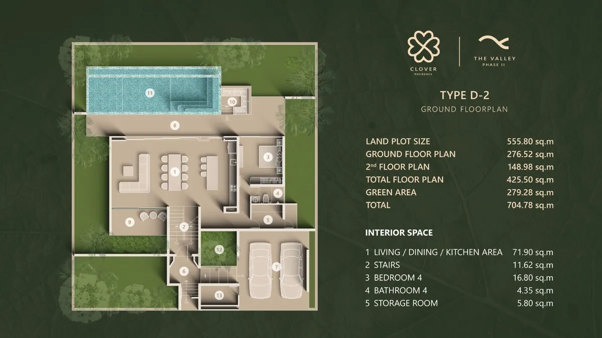 5-bedroom villa, 425 sqm