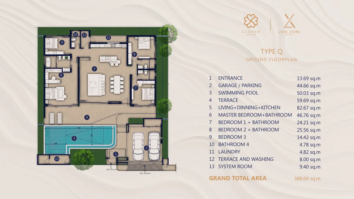 4-bedroom villa, 470 sqm