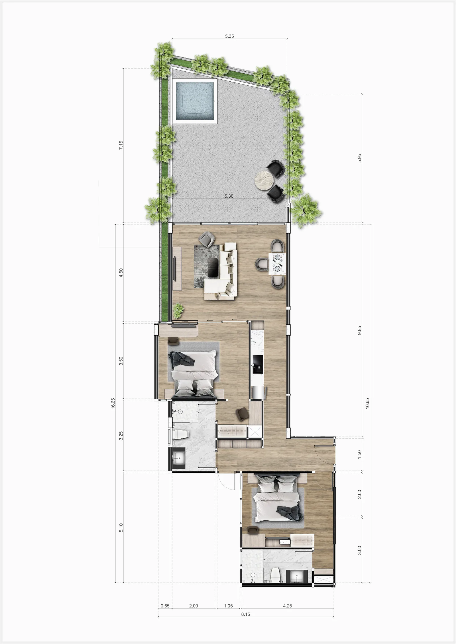 2-bedroom condo, 103 sqm
