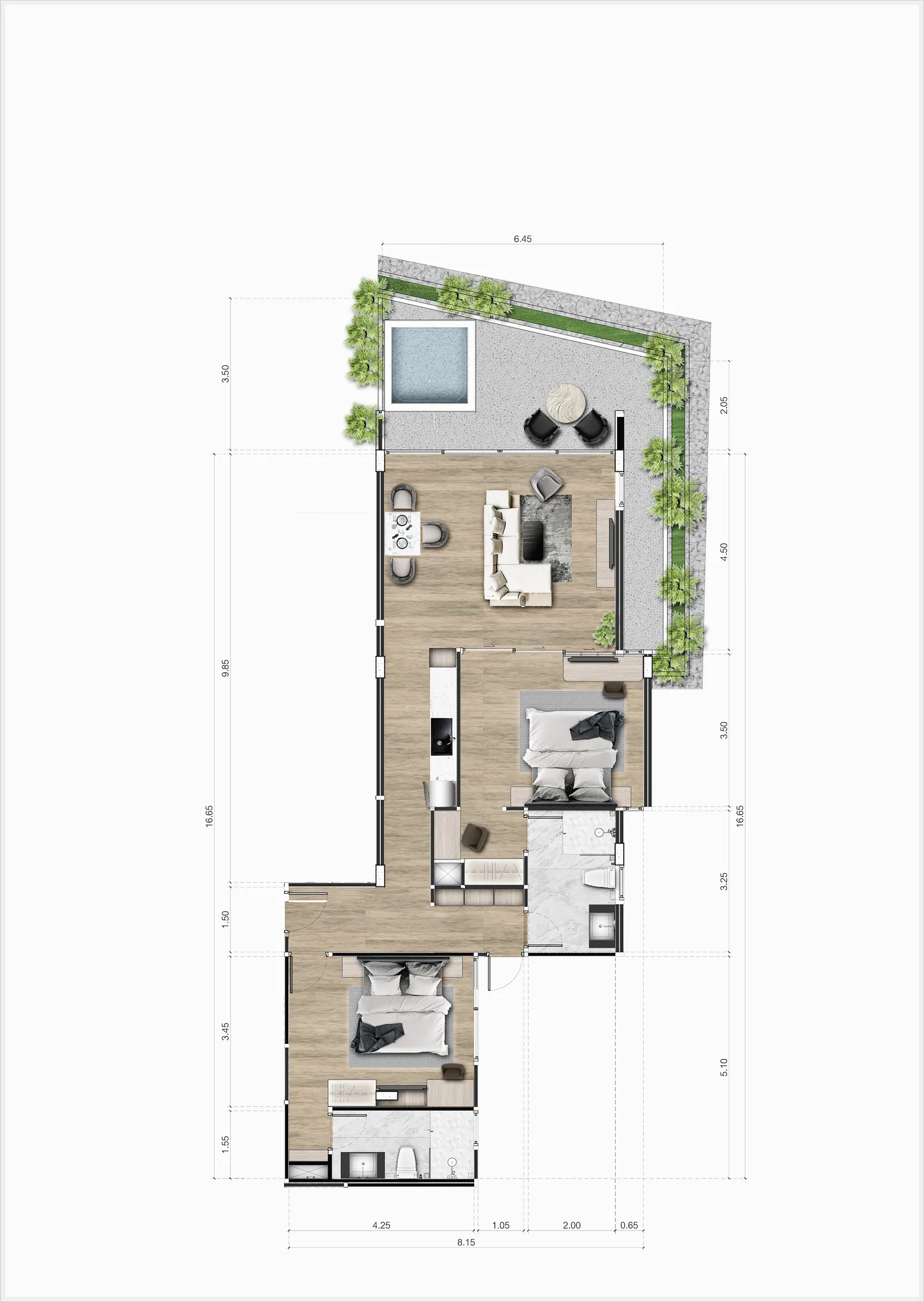 2-bedroom condo, 103 sqm