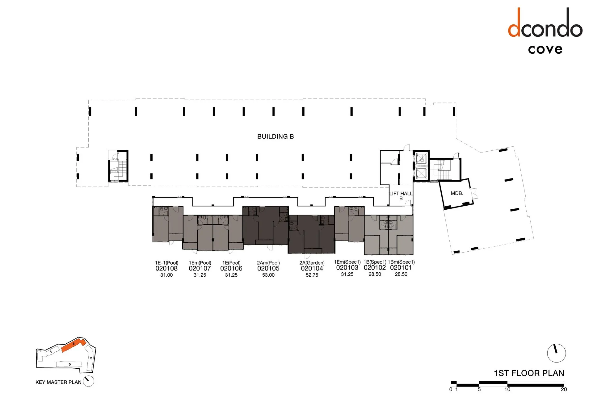 2-bedroom condo, 52 sqm