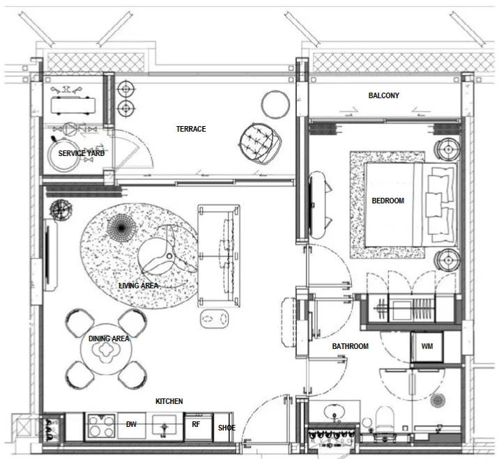 1-bedroom condo, 72 sqm