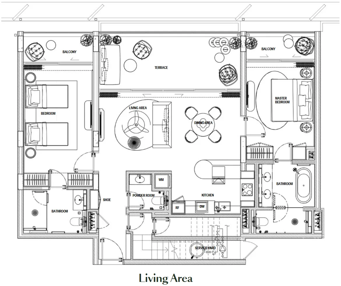 2-bedroom condo, 105 sqm
