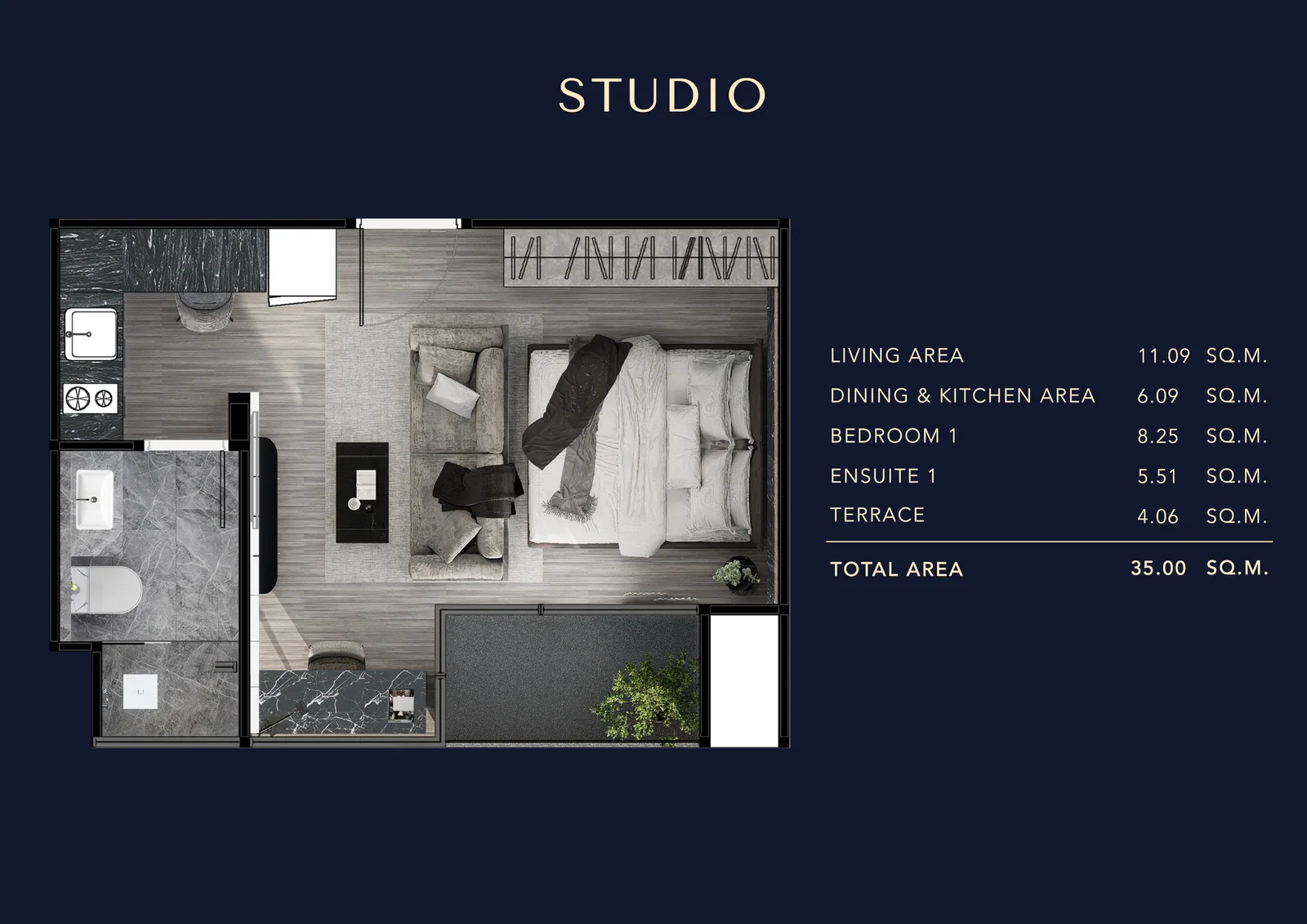 Studio, 35 sqm