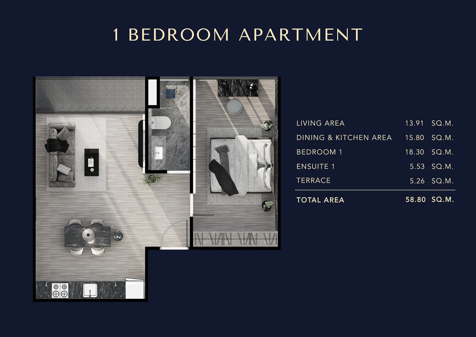 1-bedroom condo, 37 sqm