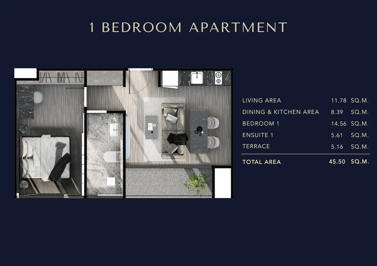 1-bedroom condo, 37 sqm