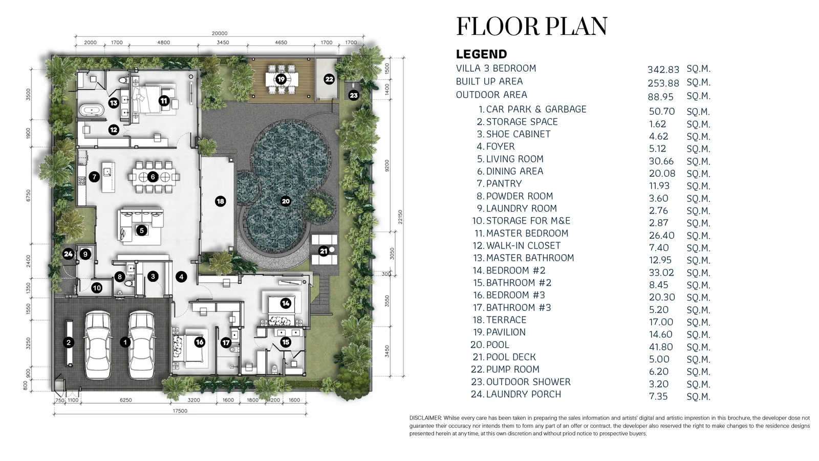 3-bedroom villa, 343 sqm