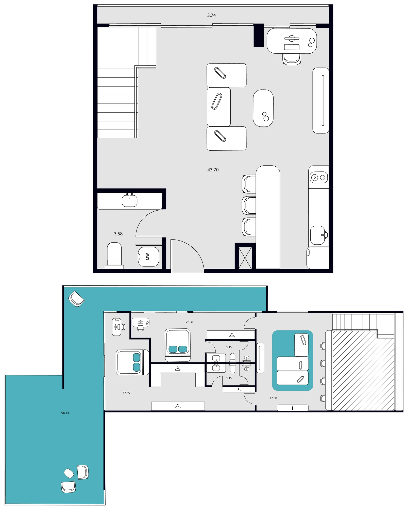 2-bedroom condo, 81 sqm