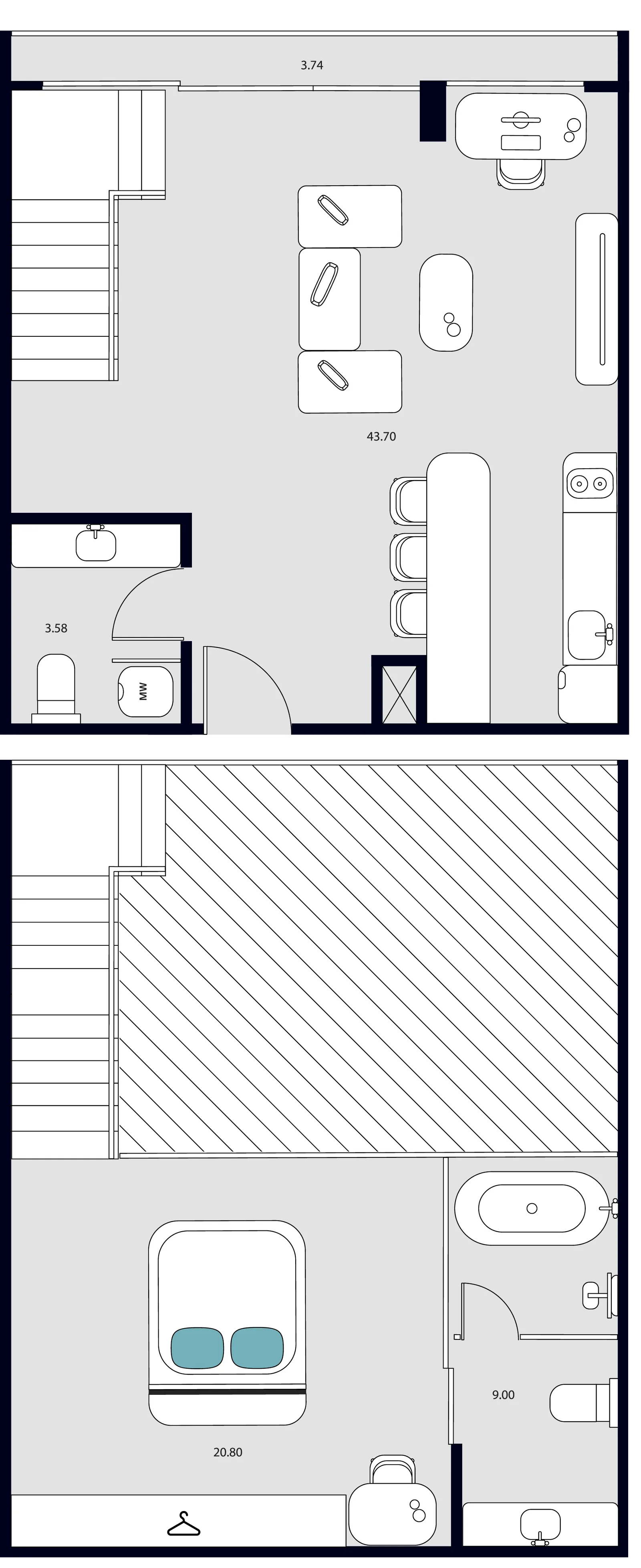 2-bedroom condo, 81 sqm