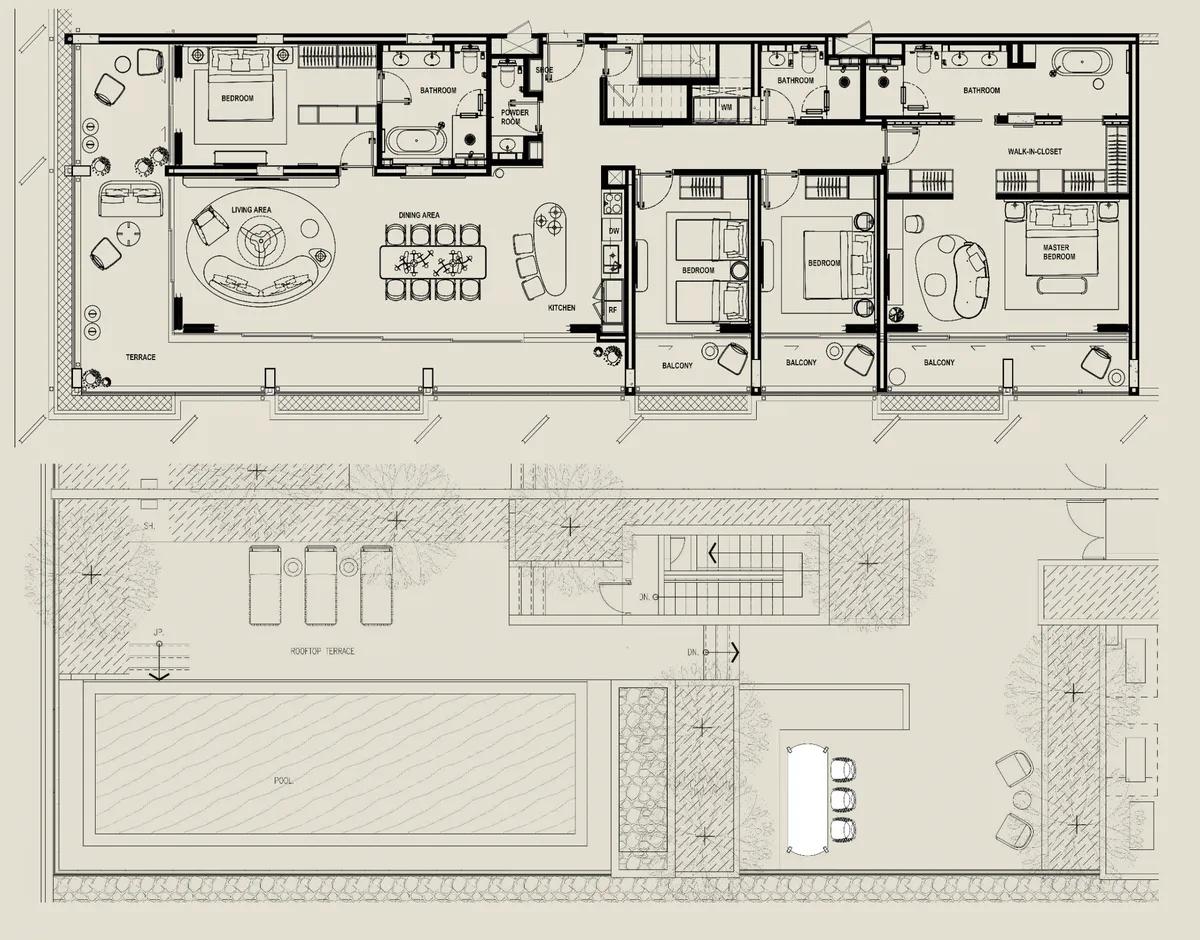 4-bedroom penthouse, 467 sqm