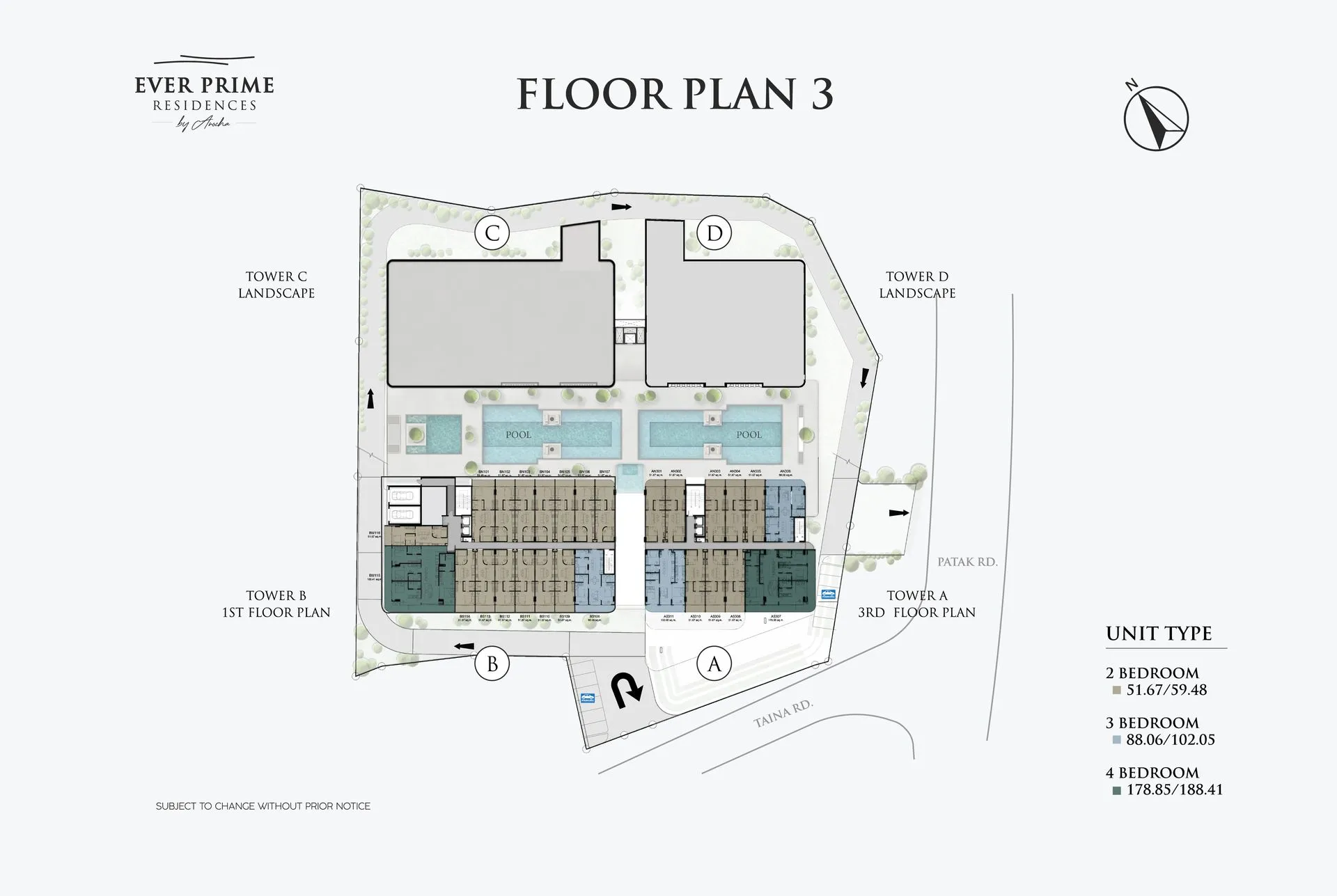 1-bedroom condo, 51 sqm