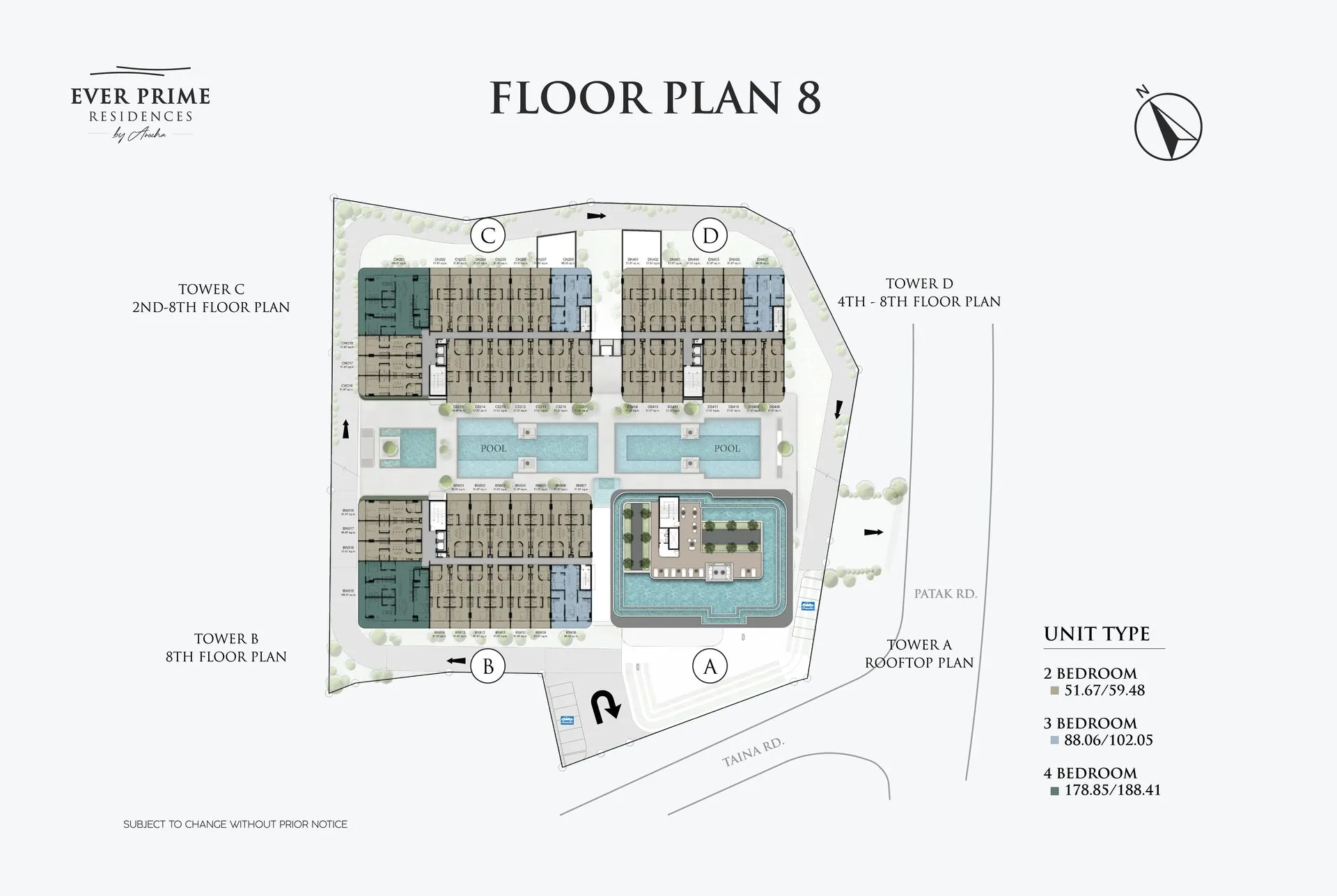 2-bedroom condo, 51 sqm