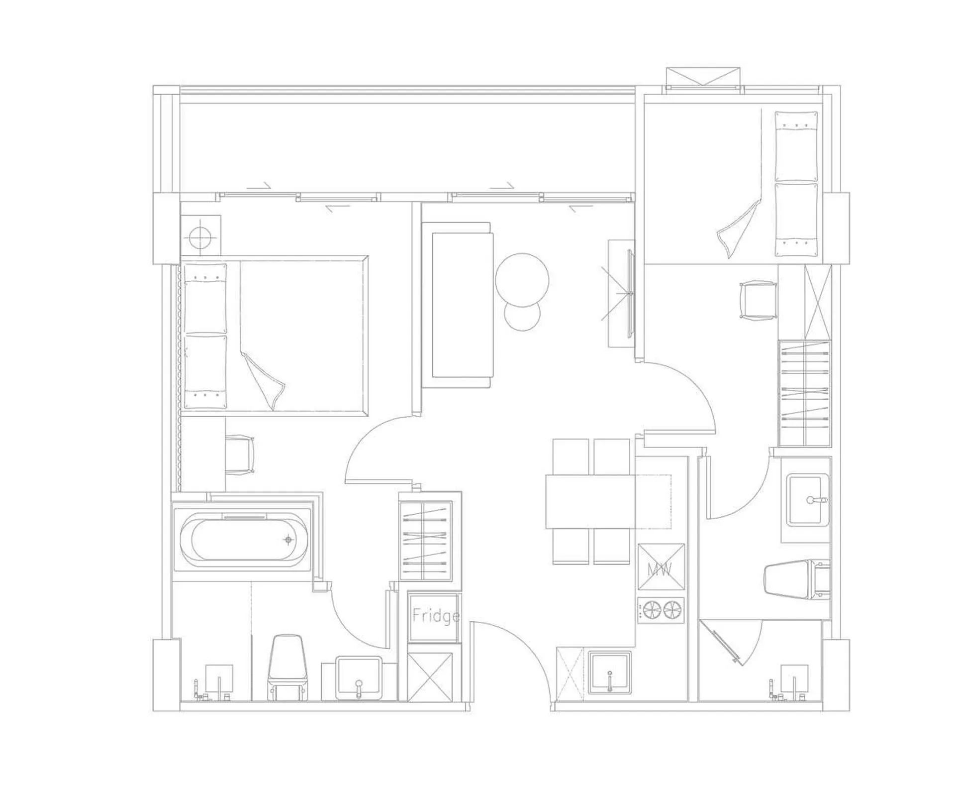 1-bedroom condo, 34 sqm