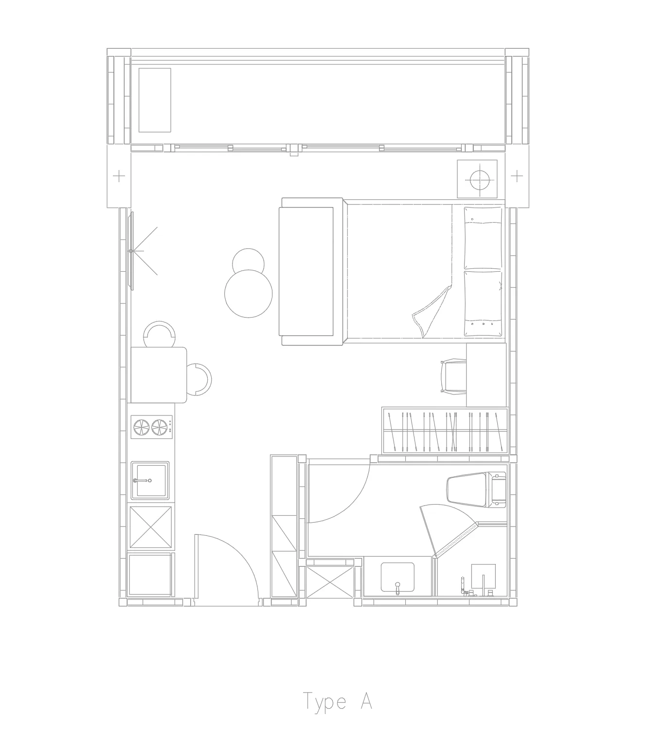 1-bedroom condo, 34 sqm