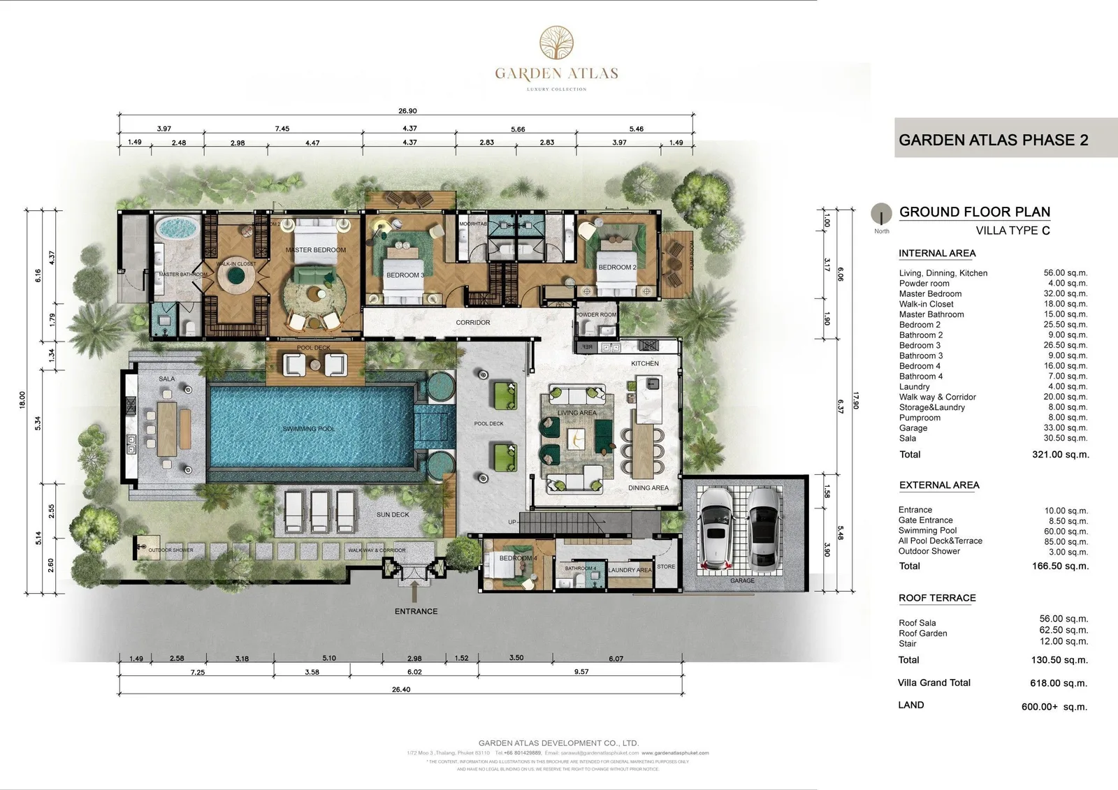 4-bedroom villa, 618 sqm
