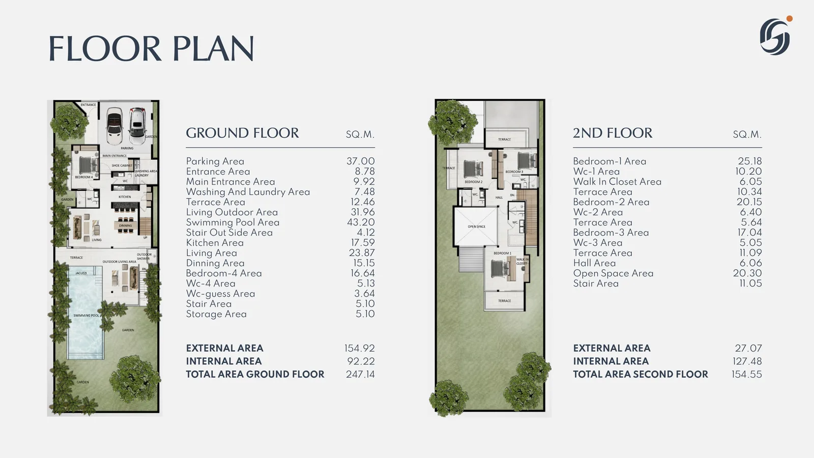 4-bedroom villa, 402 sqm