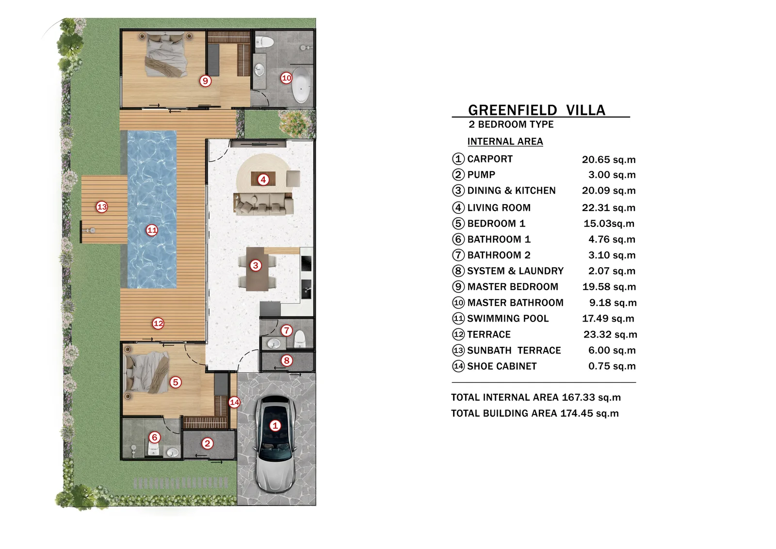 2-bedroom villa, 191 sqm