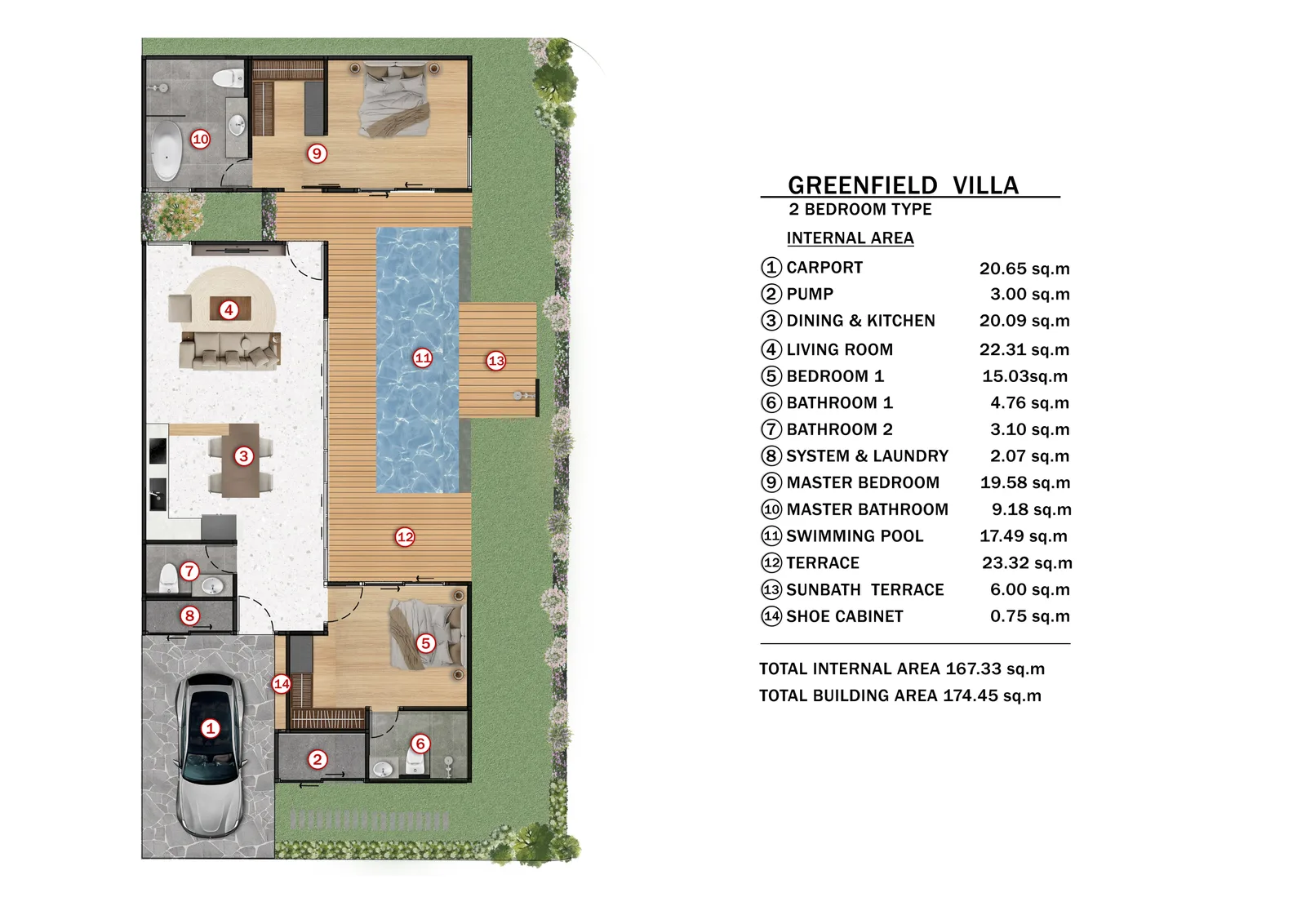 2-bedroom villa, 191 sqm