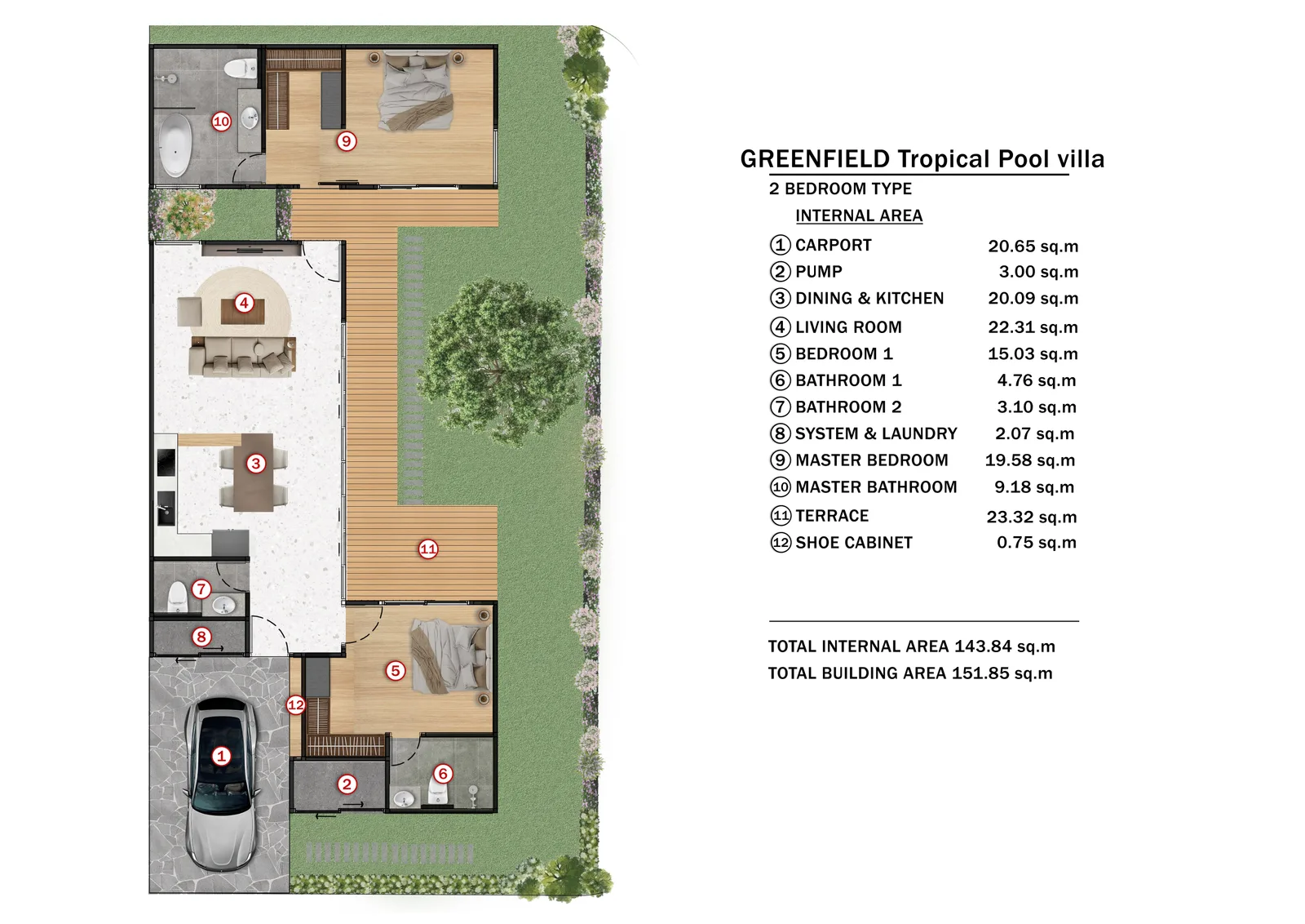 2-bedroom villa, 191 sqm