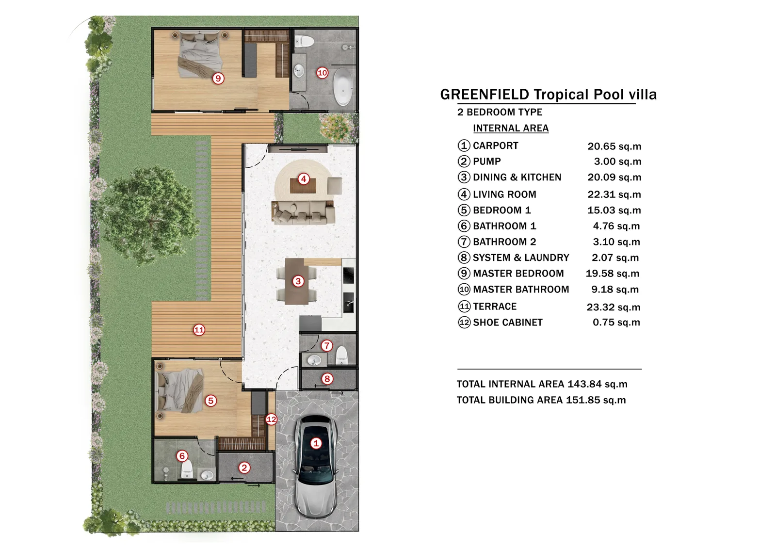 2-bedroom villa, 191 sqm