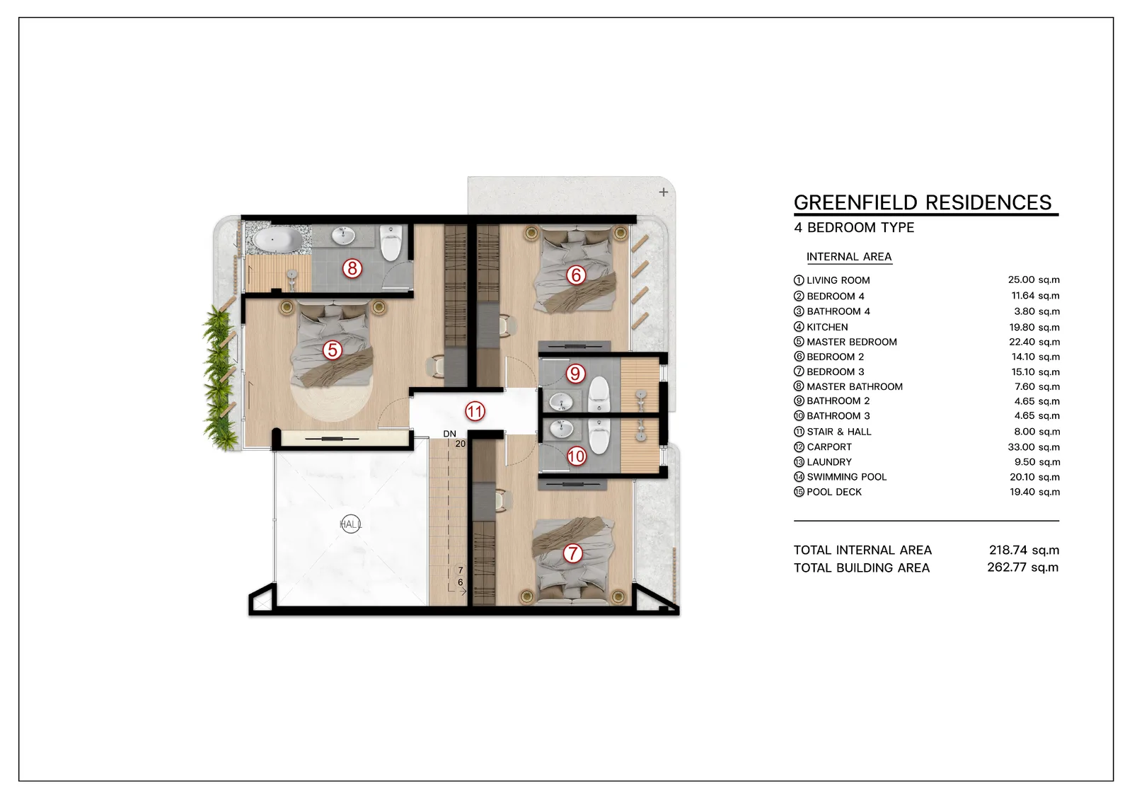 4-bedroom villa, 278 sqm