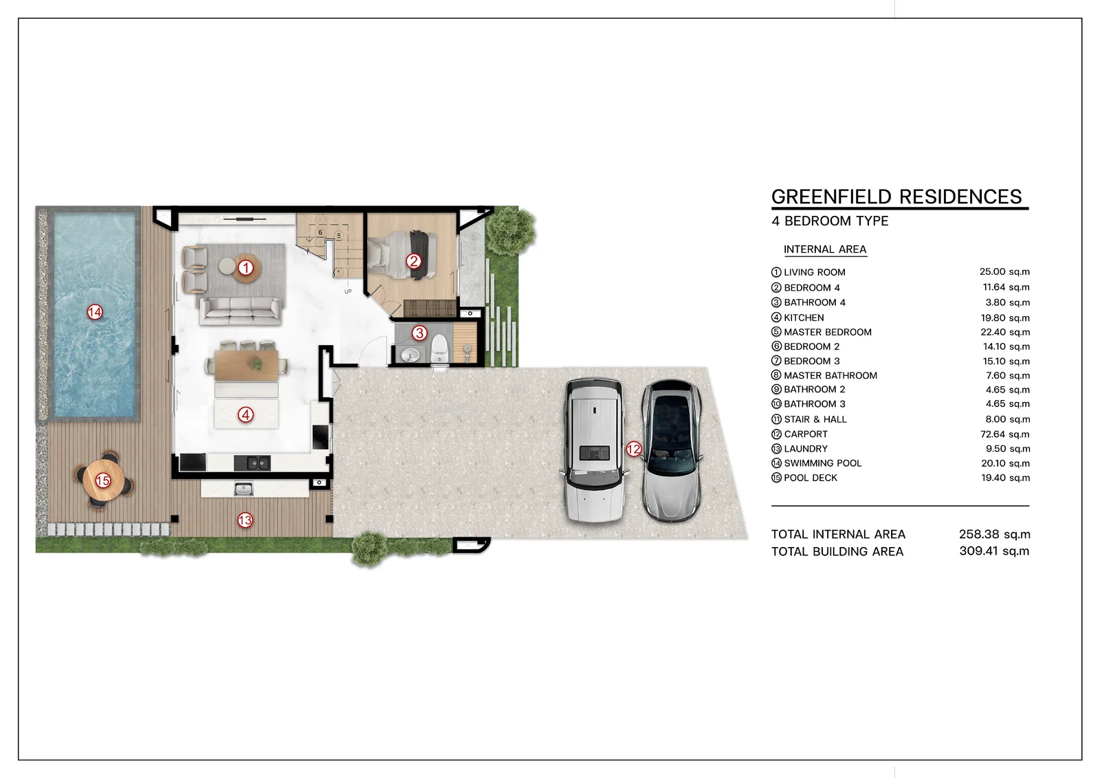 4-bedroom villa, 278 sqm