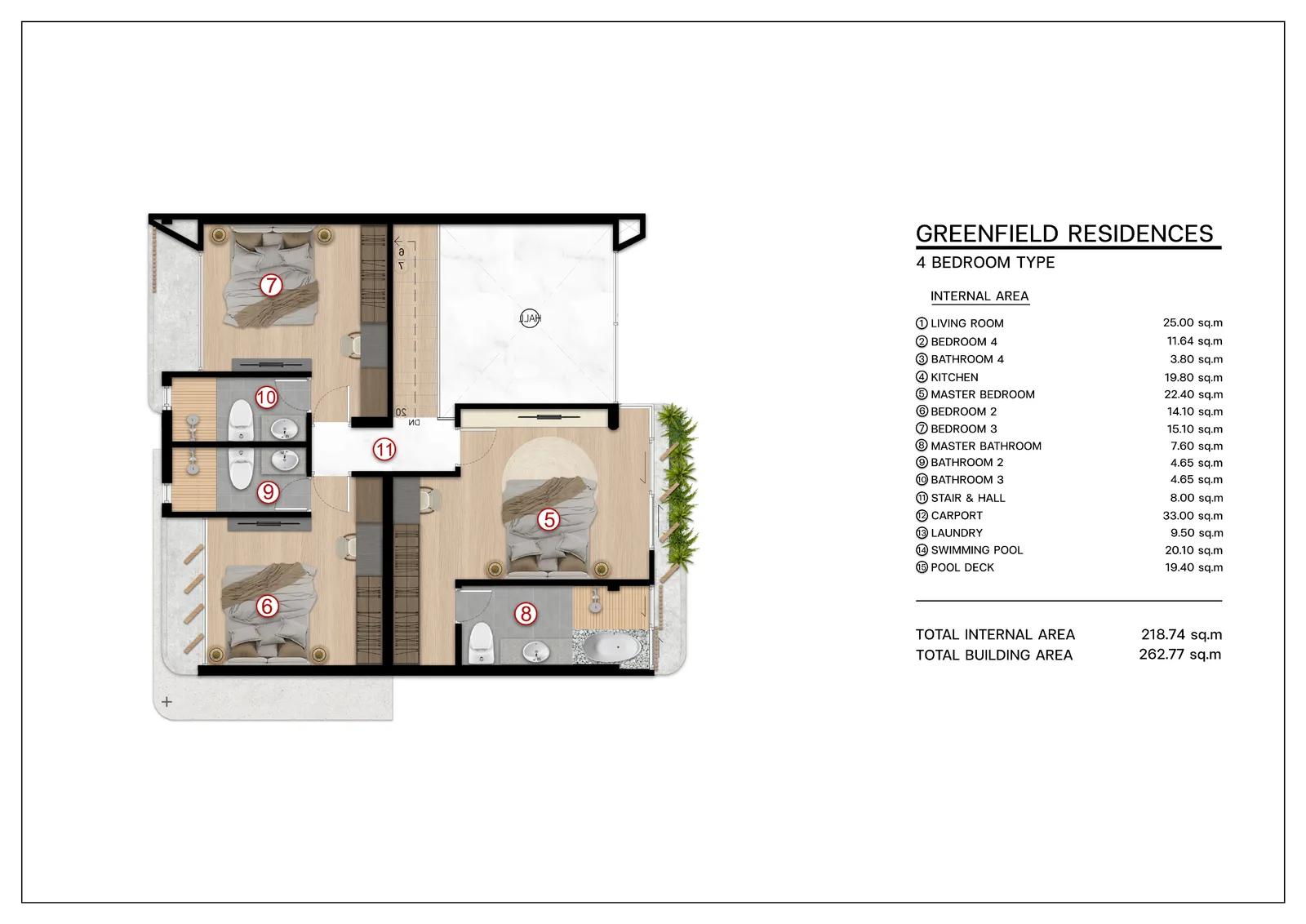 4-bedroom villa, 278 sqm