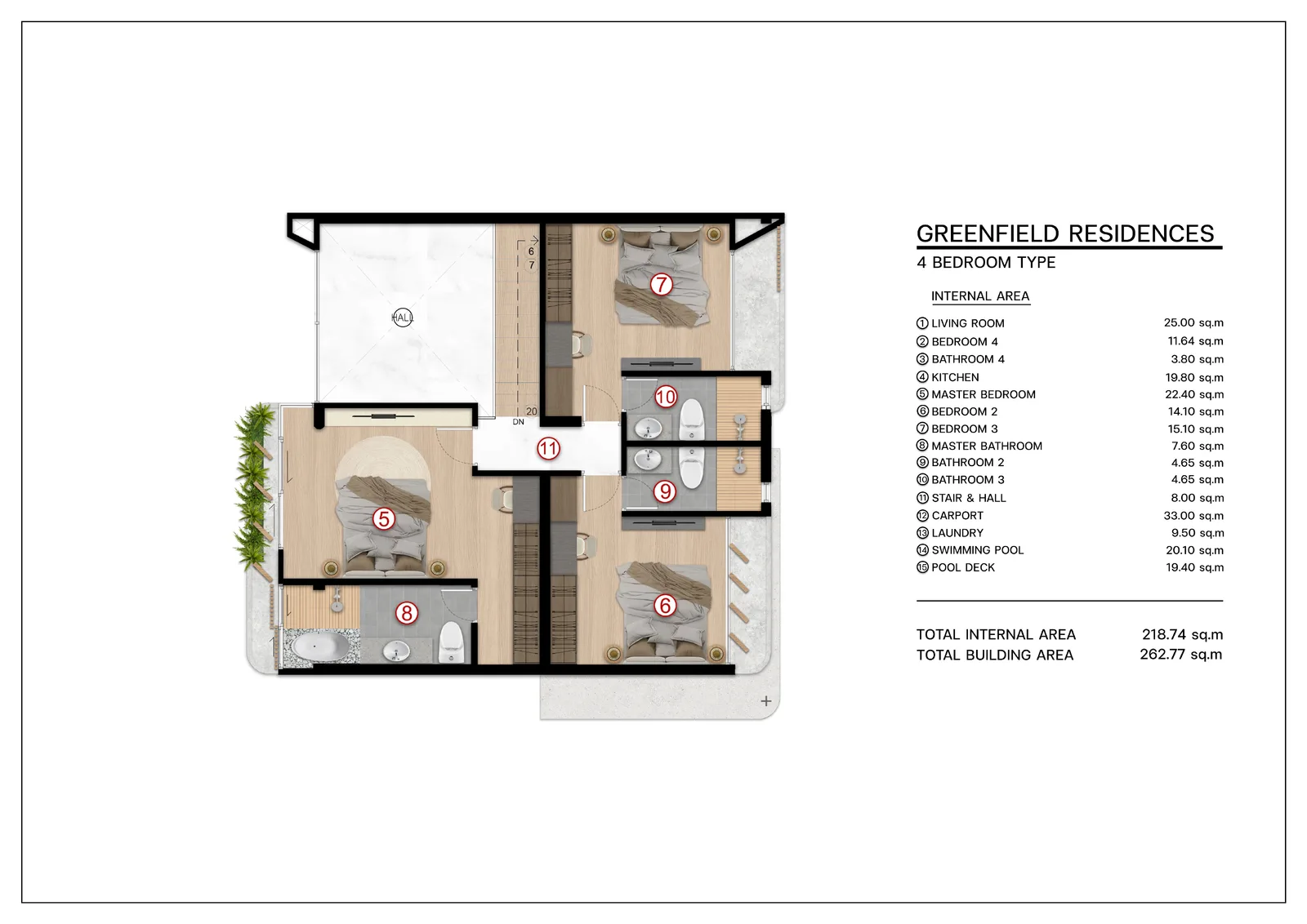 4-bedroom villa, 278 sqm
