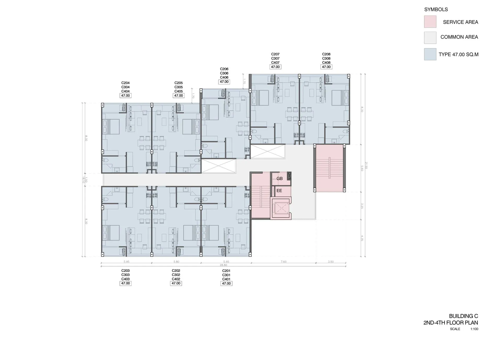 1-bedroom condo, 47 sqm