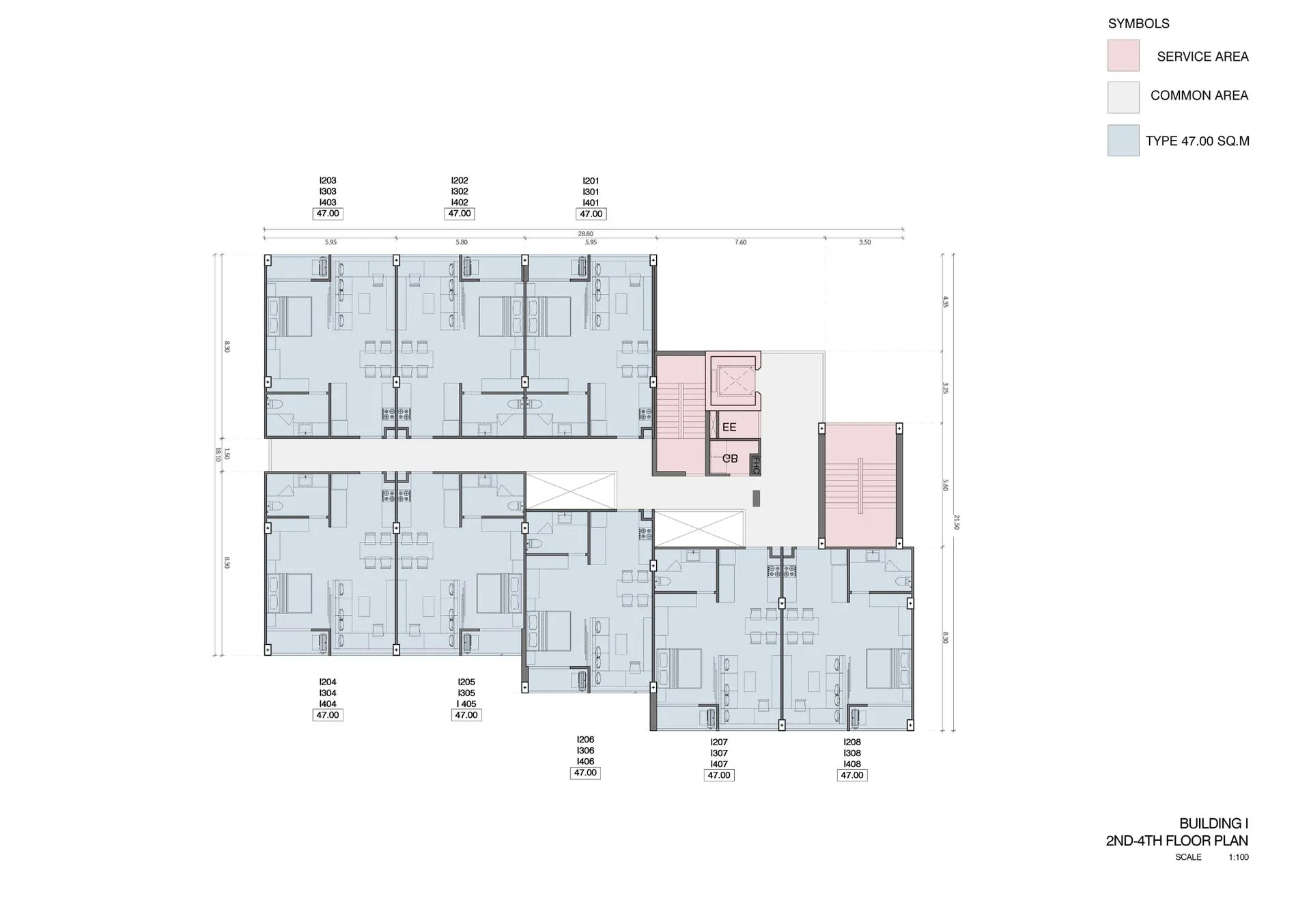 1-bedroom condo, 47 sqm