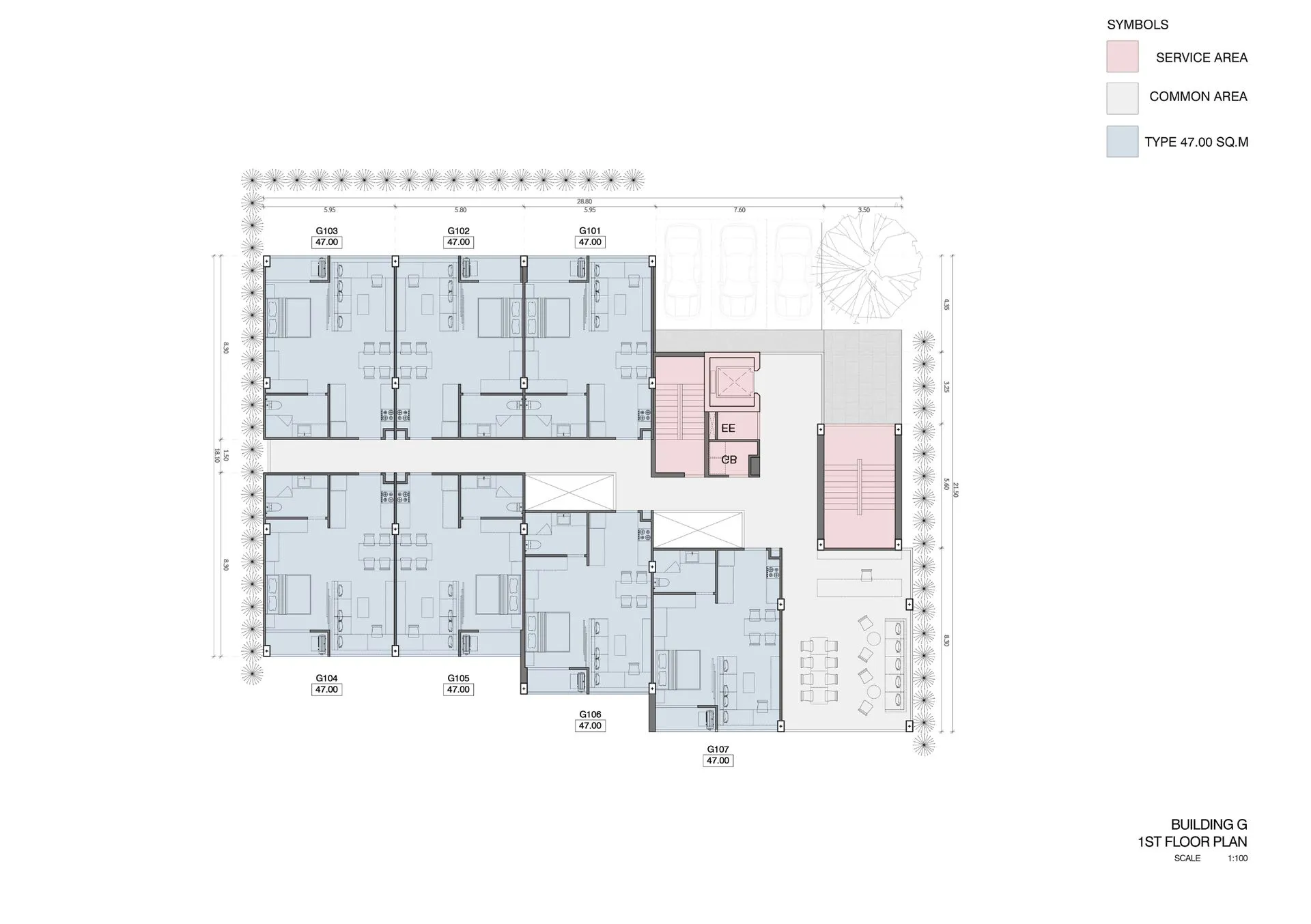 1-bedroom condo, 47 sqm