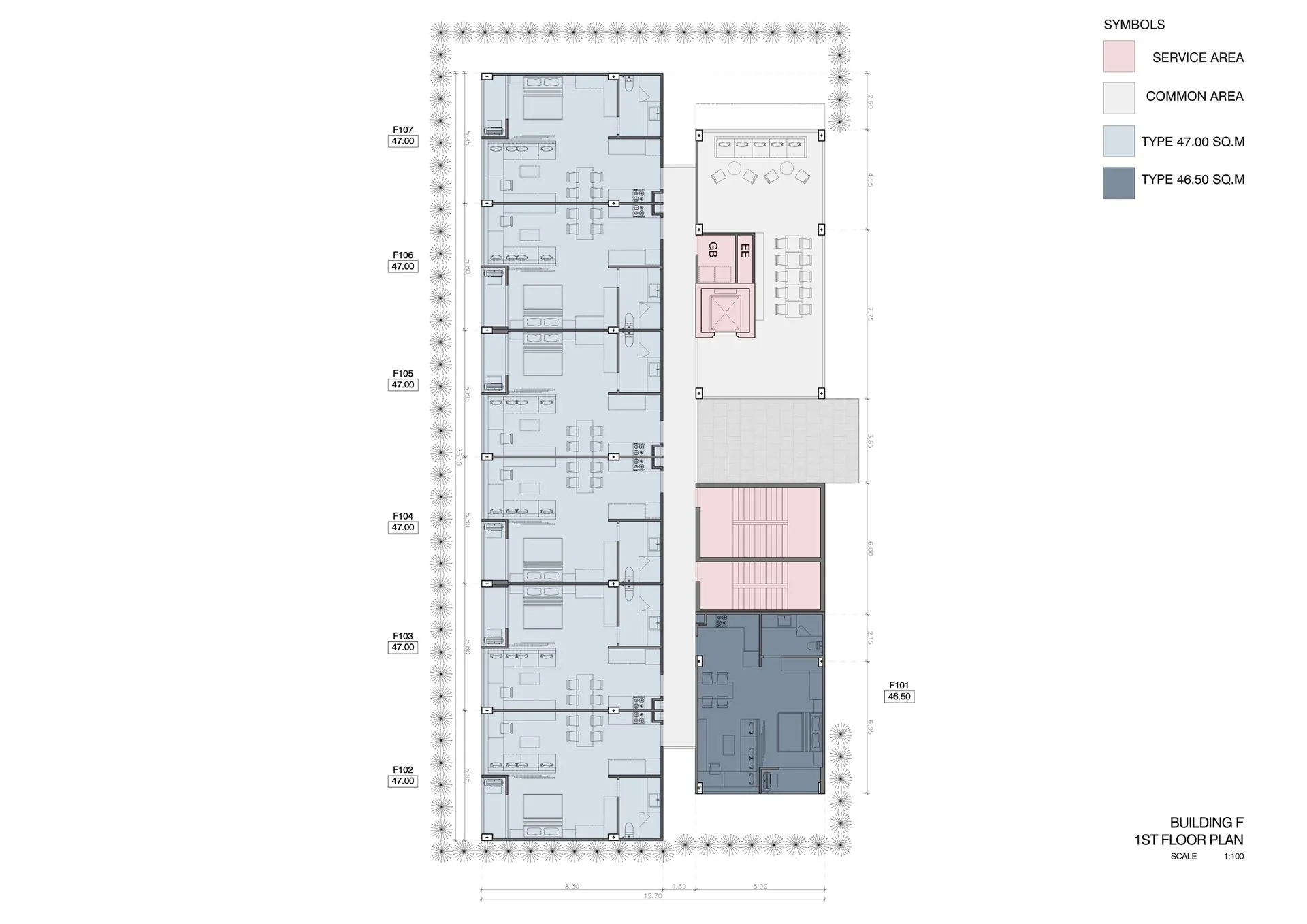 1-bedroom condo, 47 sqm
