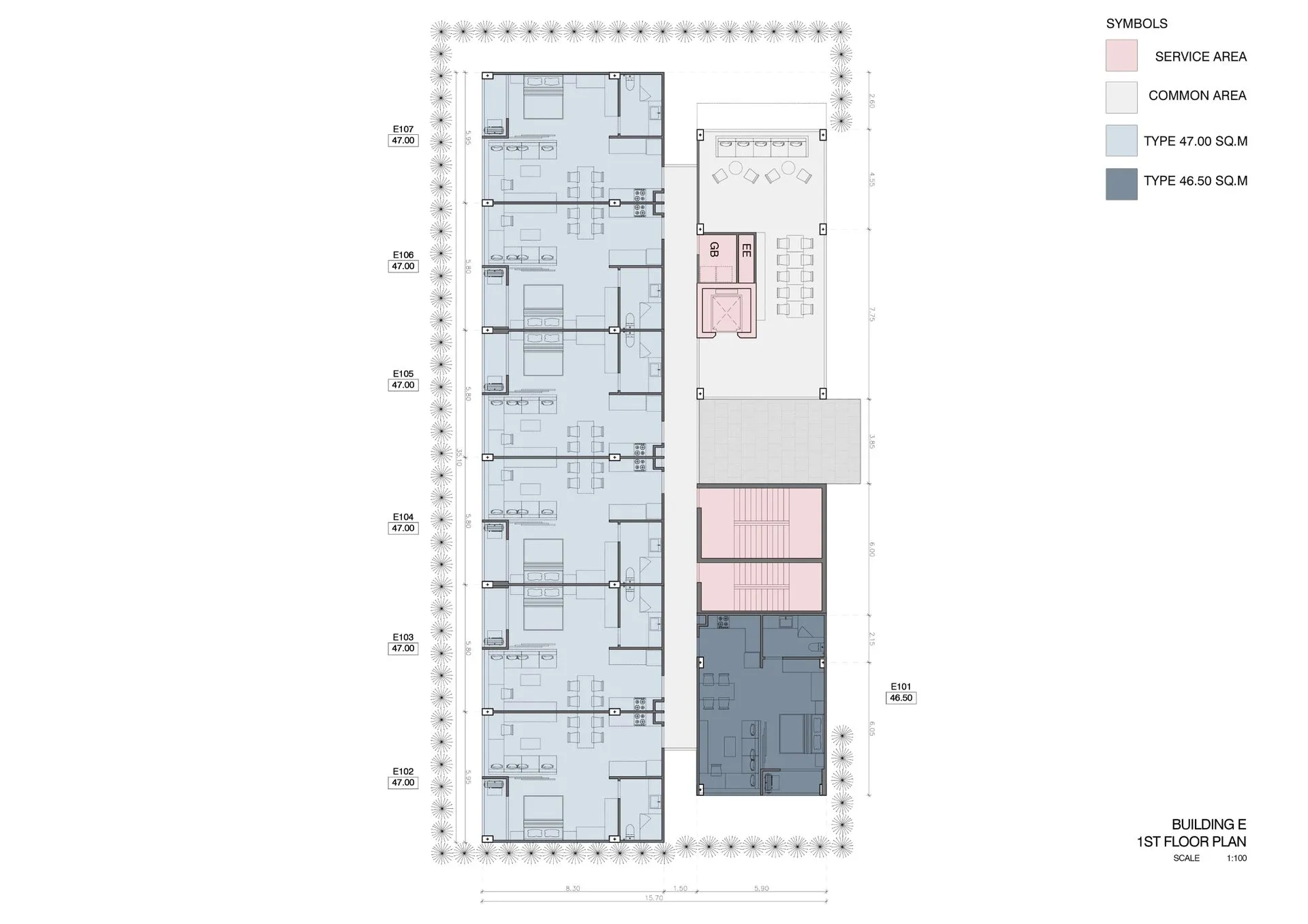 1-bedroom condo, 47 sqm