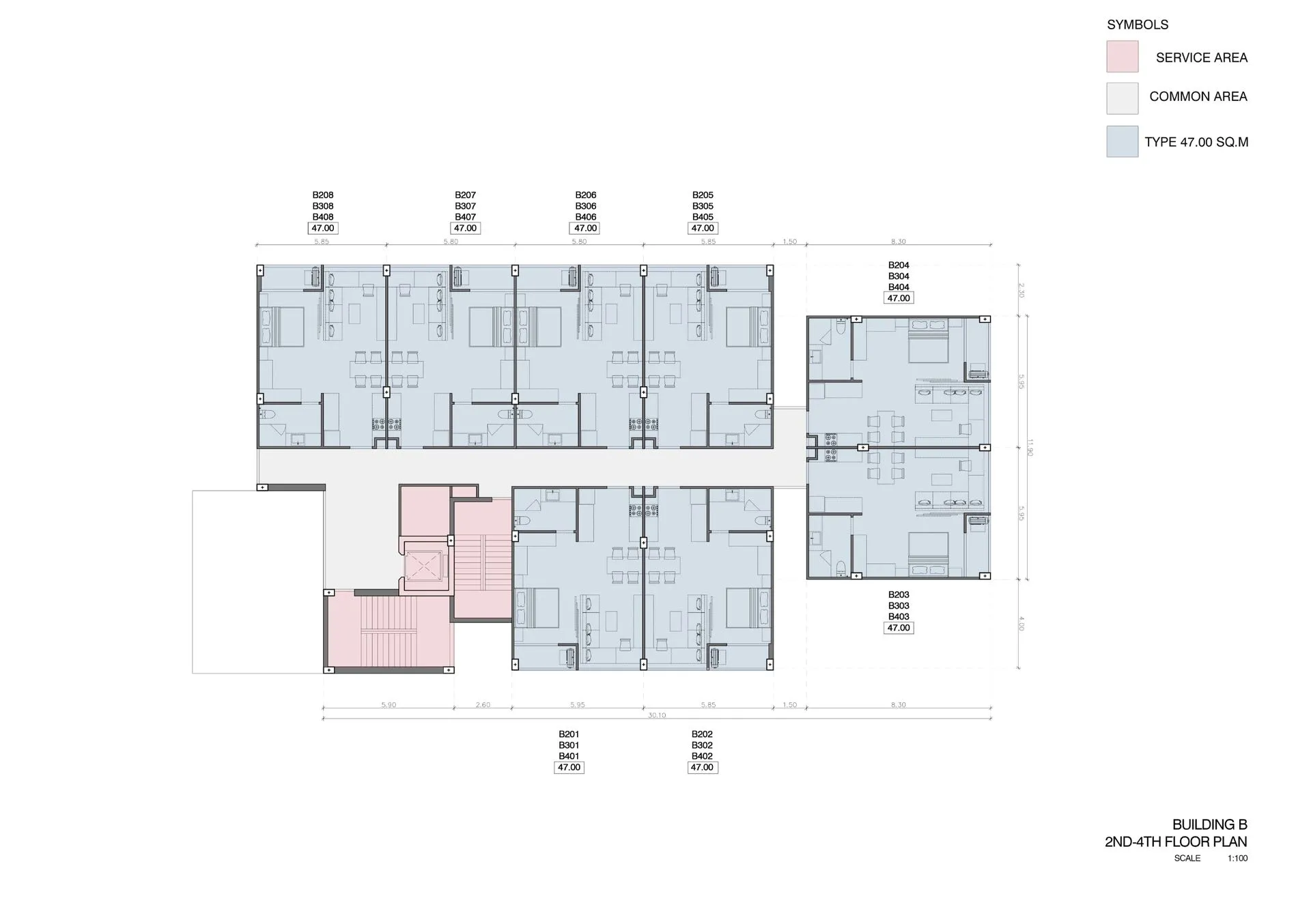 1-bedroom condo, 47 sqm