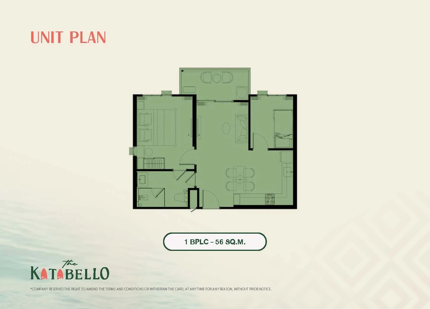 1-bedroom condo, 28 sqm