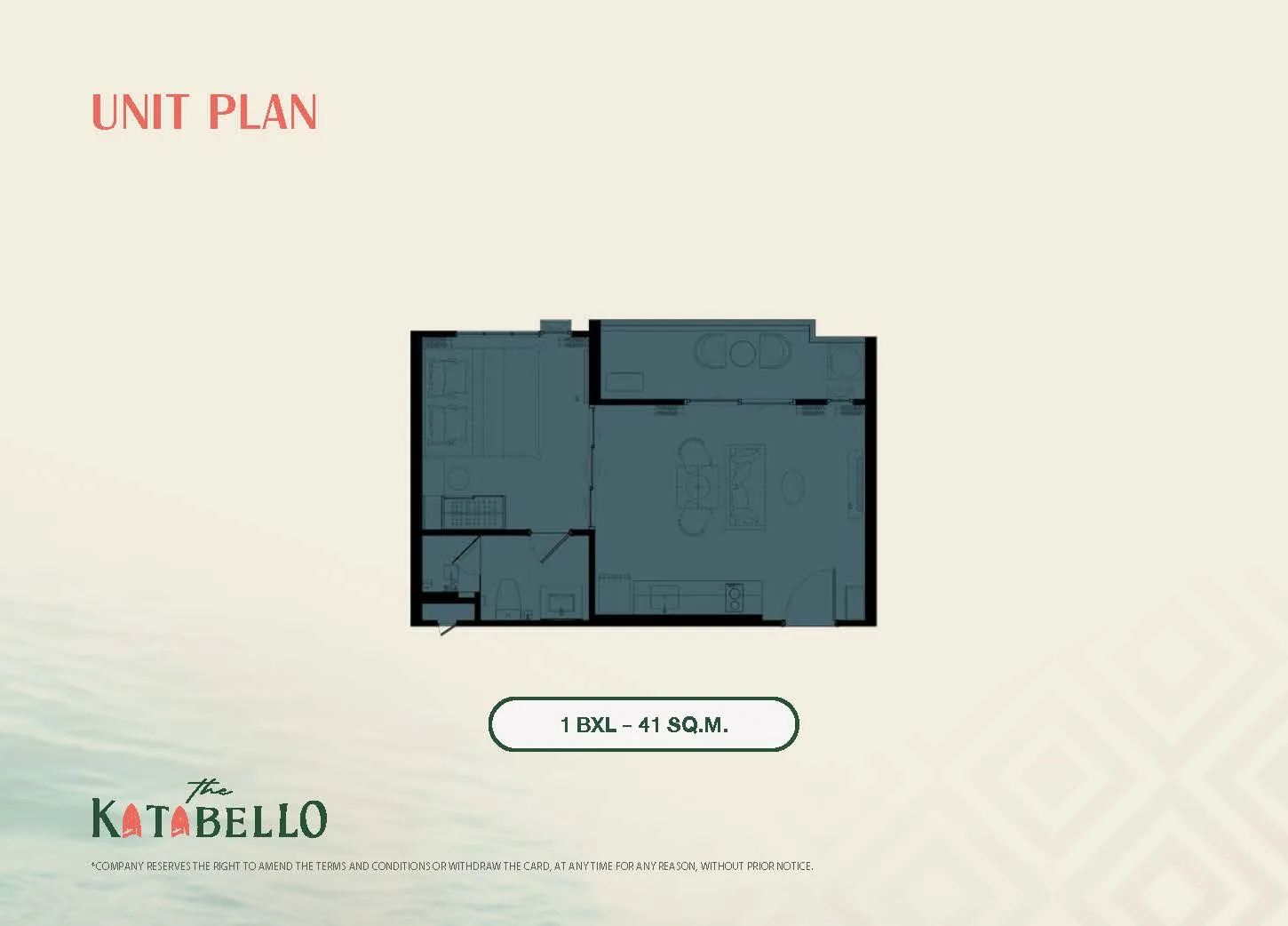 1-bedroom condo, 28 sqm