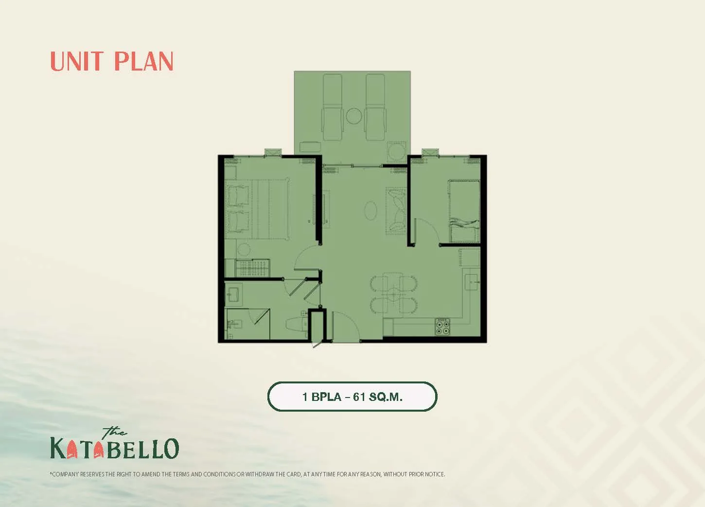 1-bedroom condo, 28 sqm