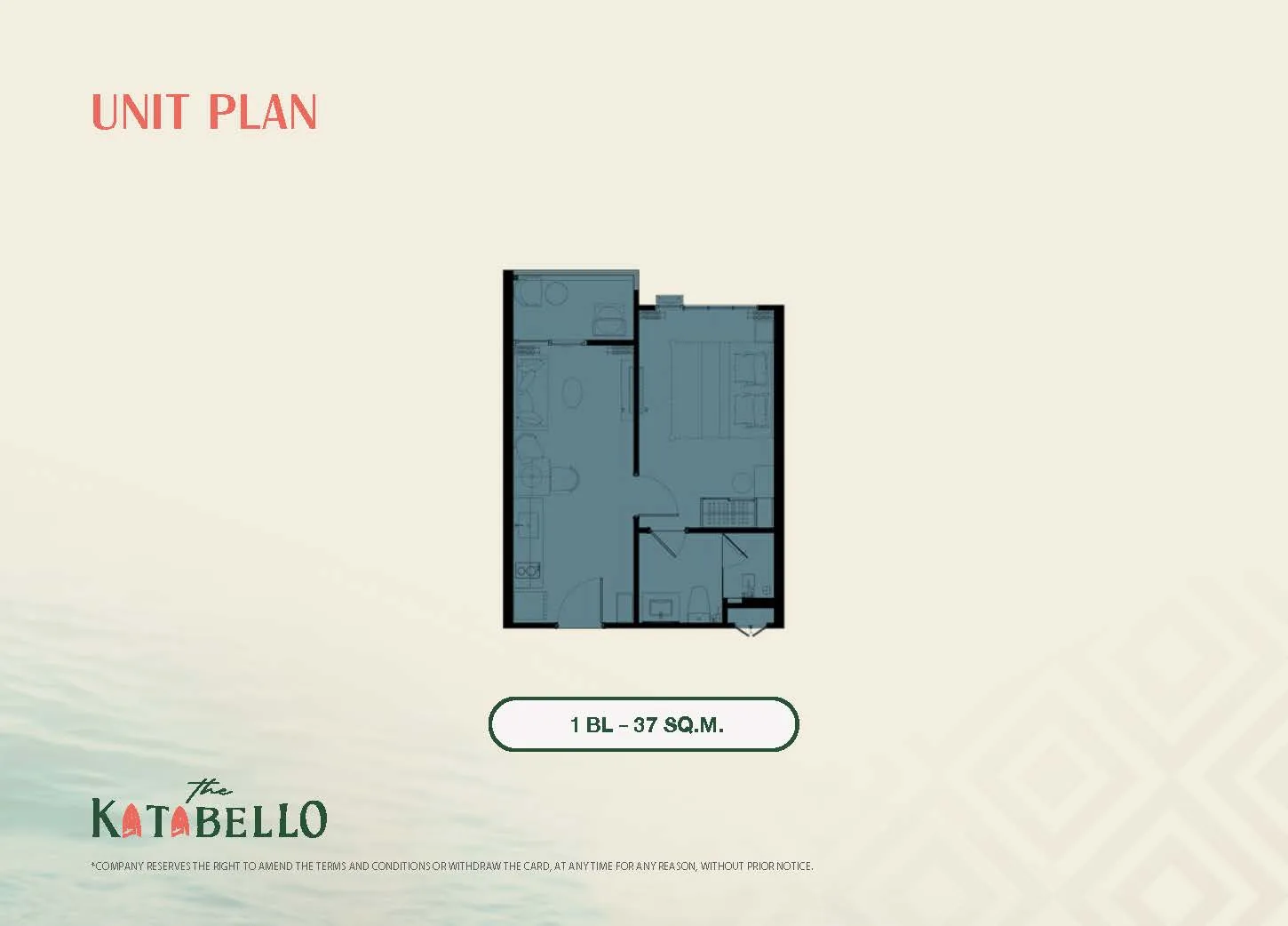 1-bedroom condo, 28 sqm