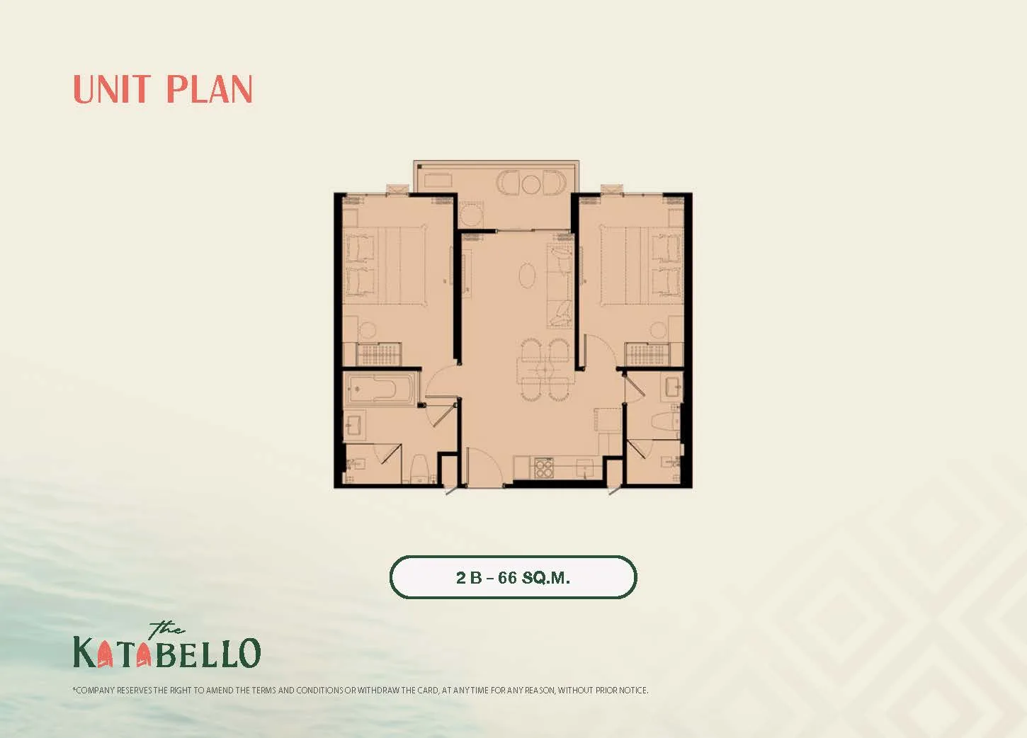 2-bedroom condo, 66 sqm