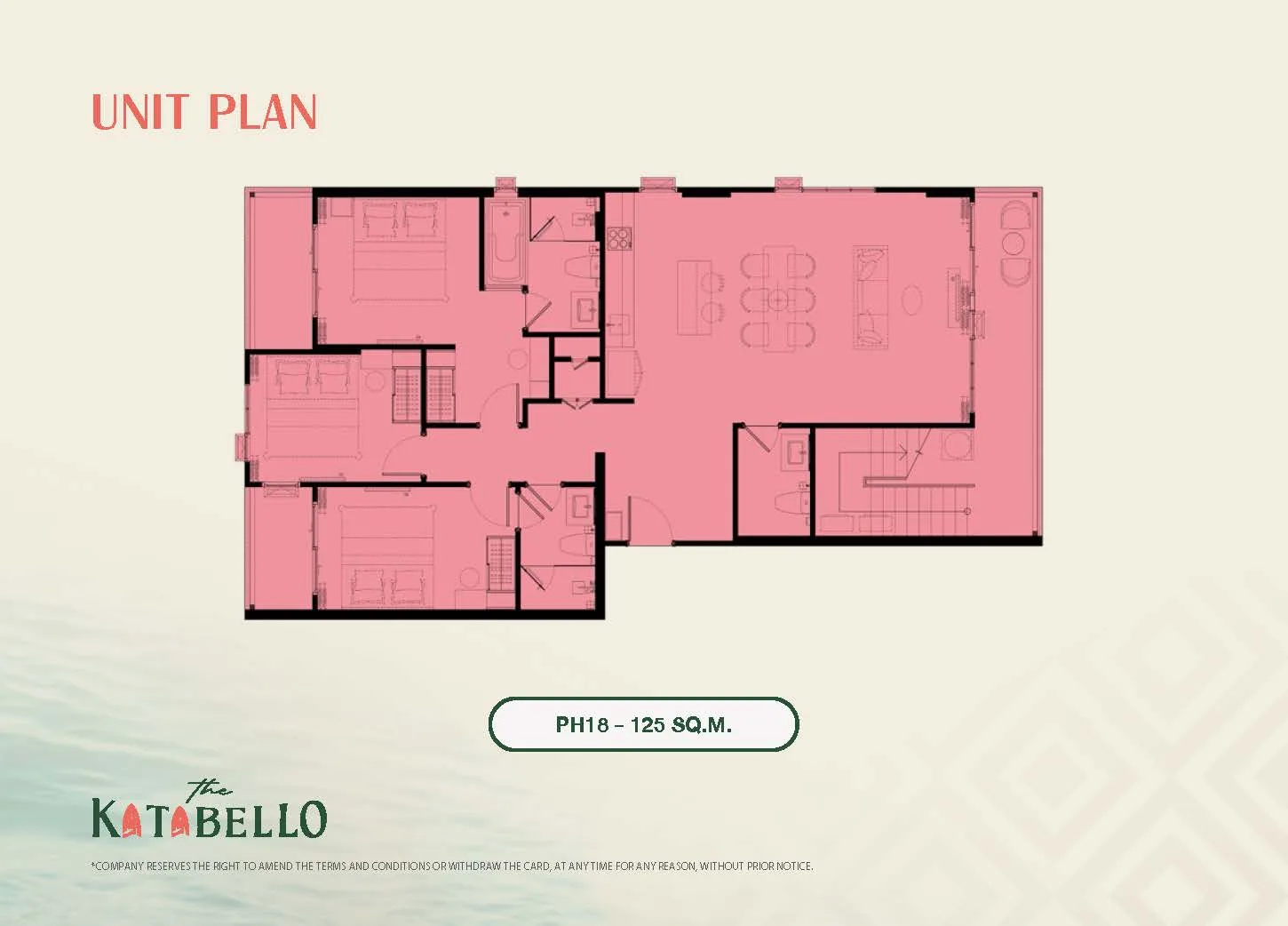3-bedroom condo, 125 sqm