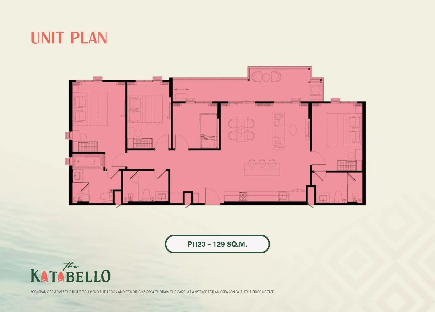 3-bedroom condo, 125 sqm