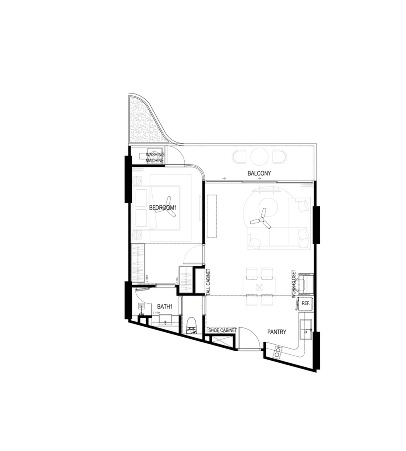 2-bedroom condo, 99 sqm